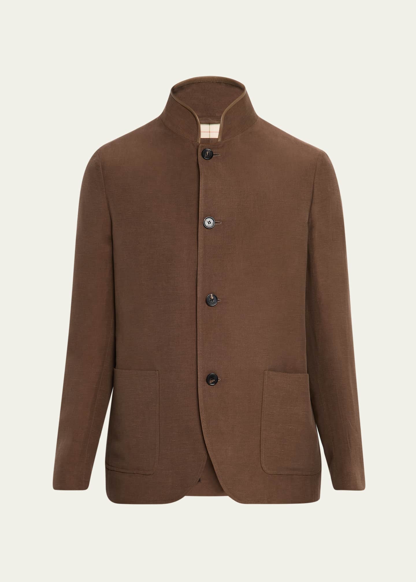 Loro Piana Men's Spagna Linen and Silk Single-Breasted Jacket Image 1 of 5