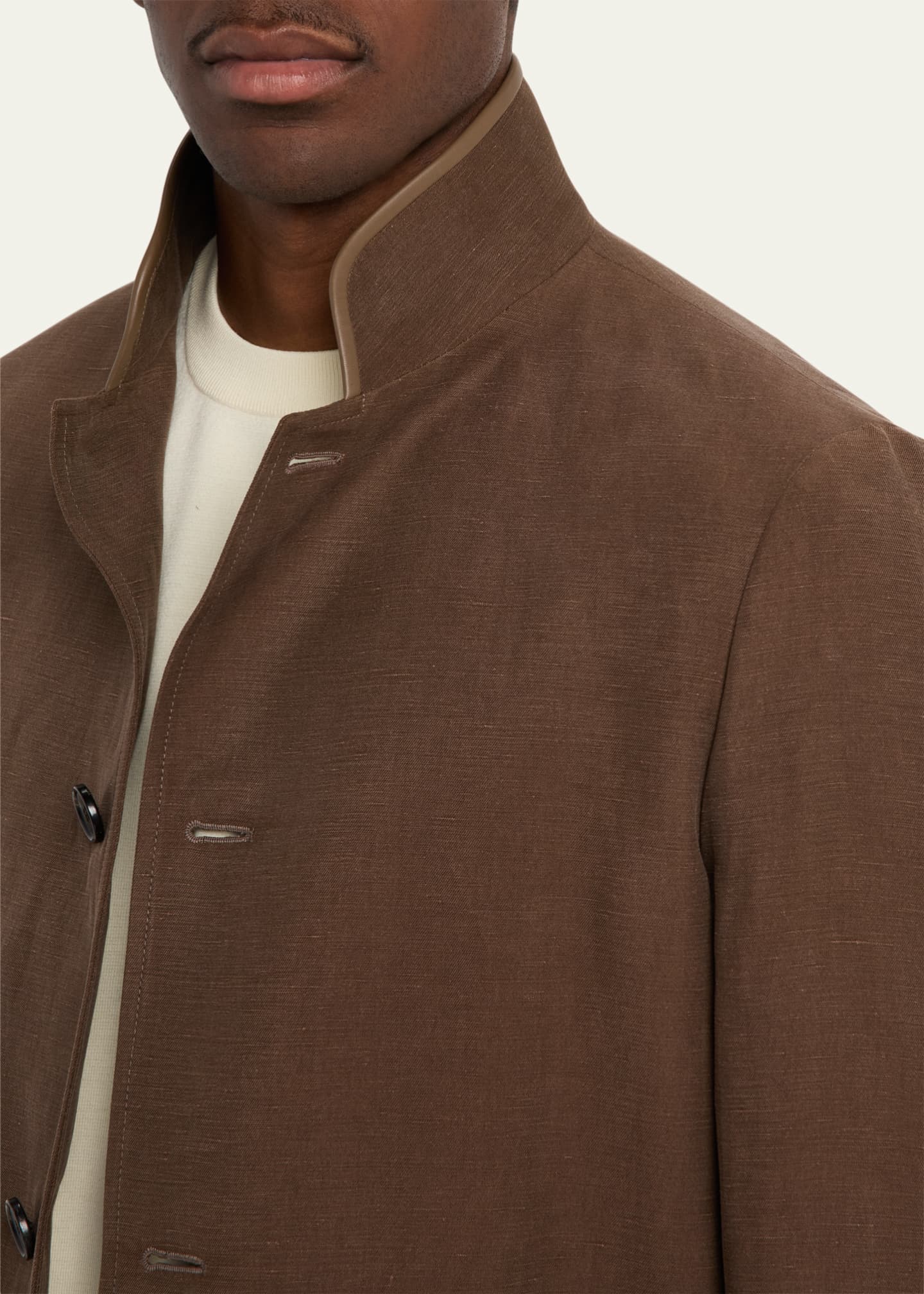 Loro Piana Men's Spagna Linen and Silk Single-Breasted Jacket Image 5 of 5