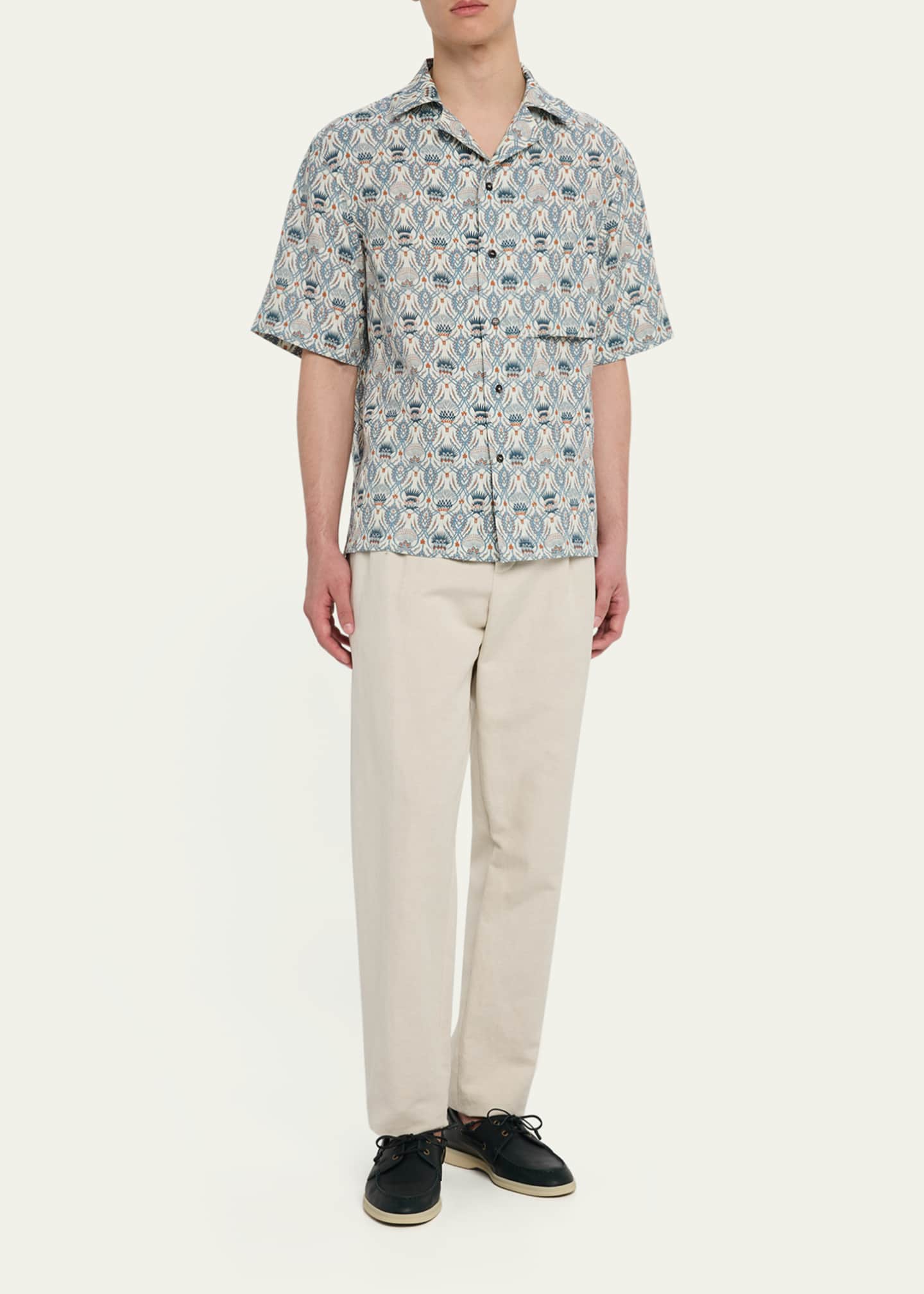 Loro Piana Men's Federico Linen Camp Shirt Image 2 of 5