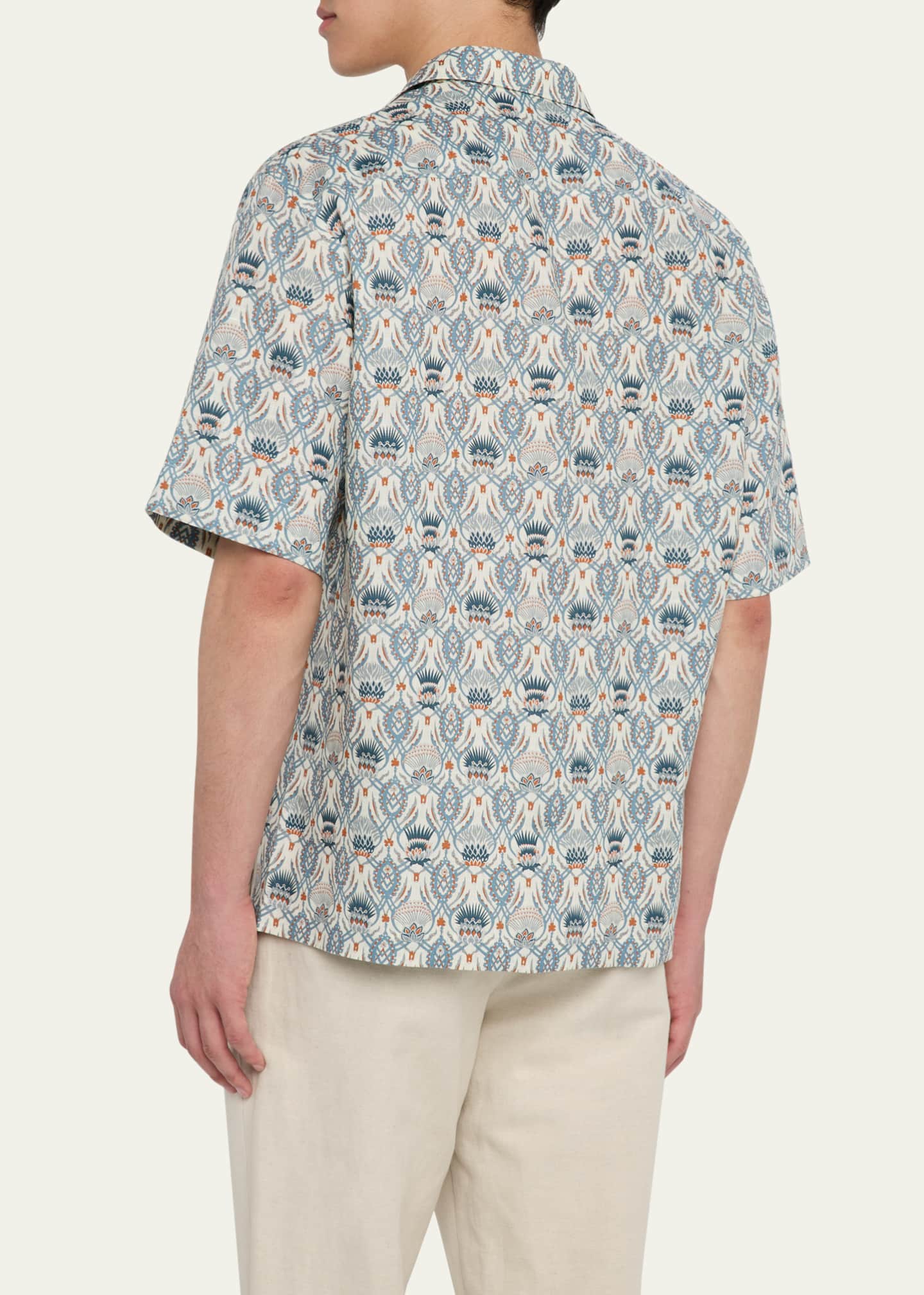 Loro Piana Men's Federico Linen Camp Shirt Image 3 of 5