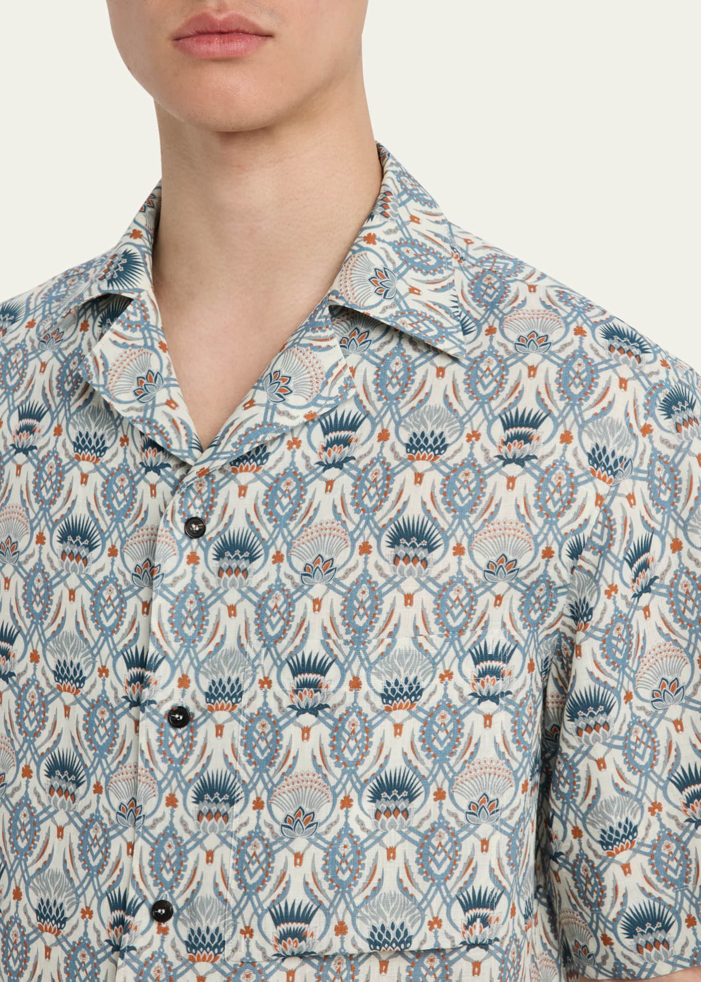 Loro Piana Men's Federico Linen Camp Shirt Image 5 of 5