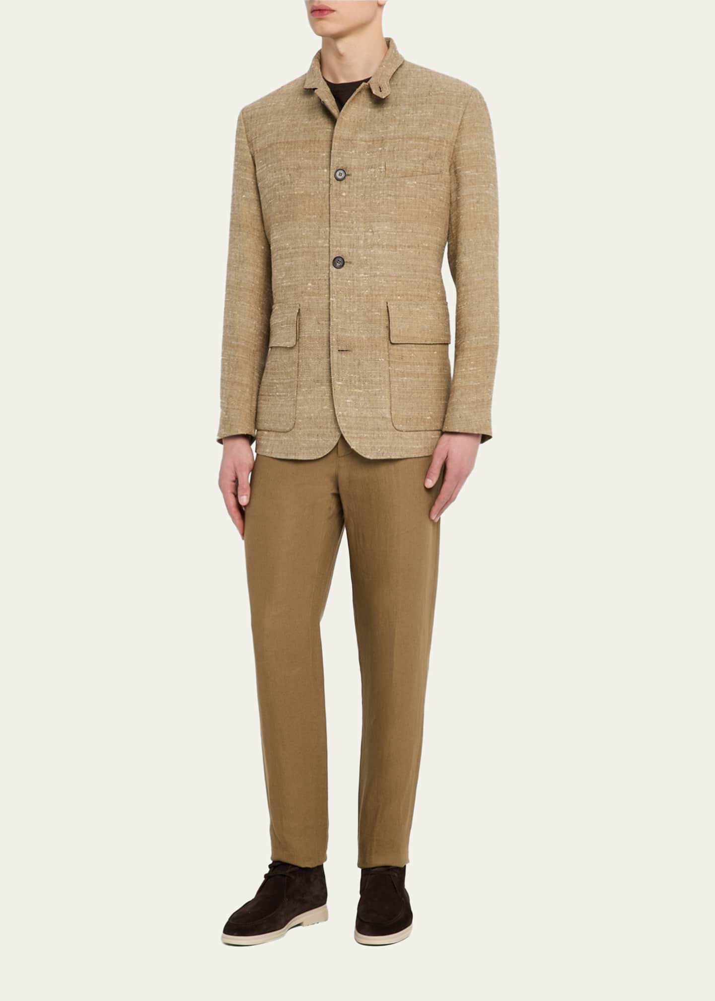 Loro Piana Men's Linen and Silk Roadster Single-Breasted Jacket