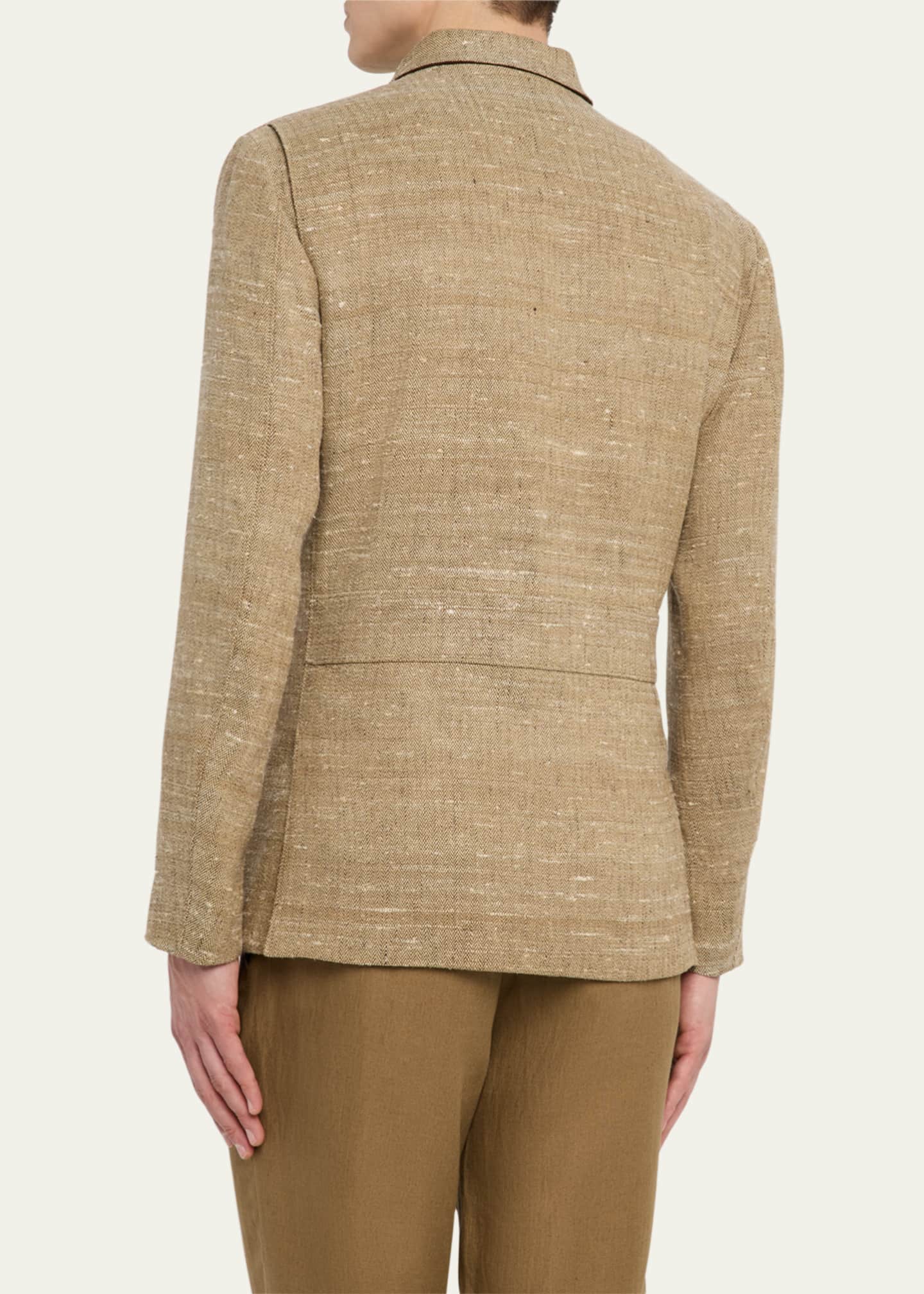 Loro Piana Men's Linen and Silk Roadster Single-Breasted Jacket