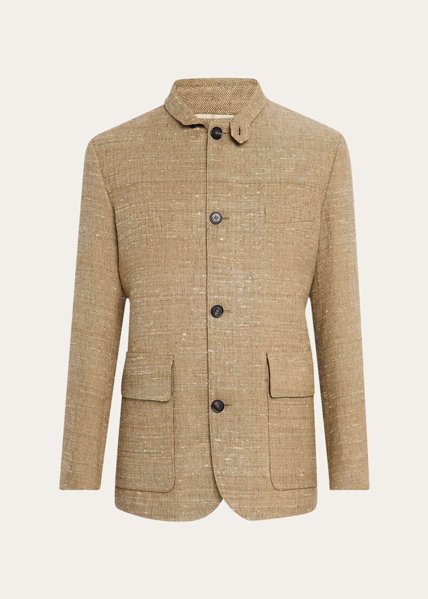 Loro Piana Men's Linen and Silk Roadster Single-Breasted Jacket