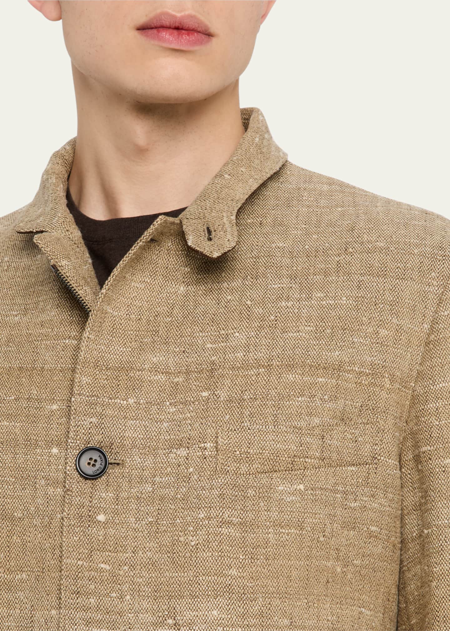 Loro Piana Men's Linen and Silk Roadster Single-Breasted Jacket