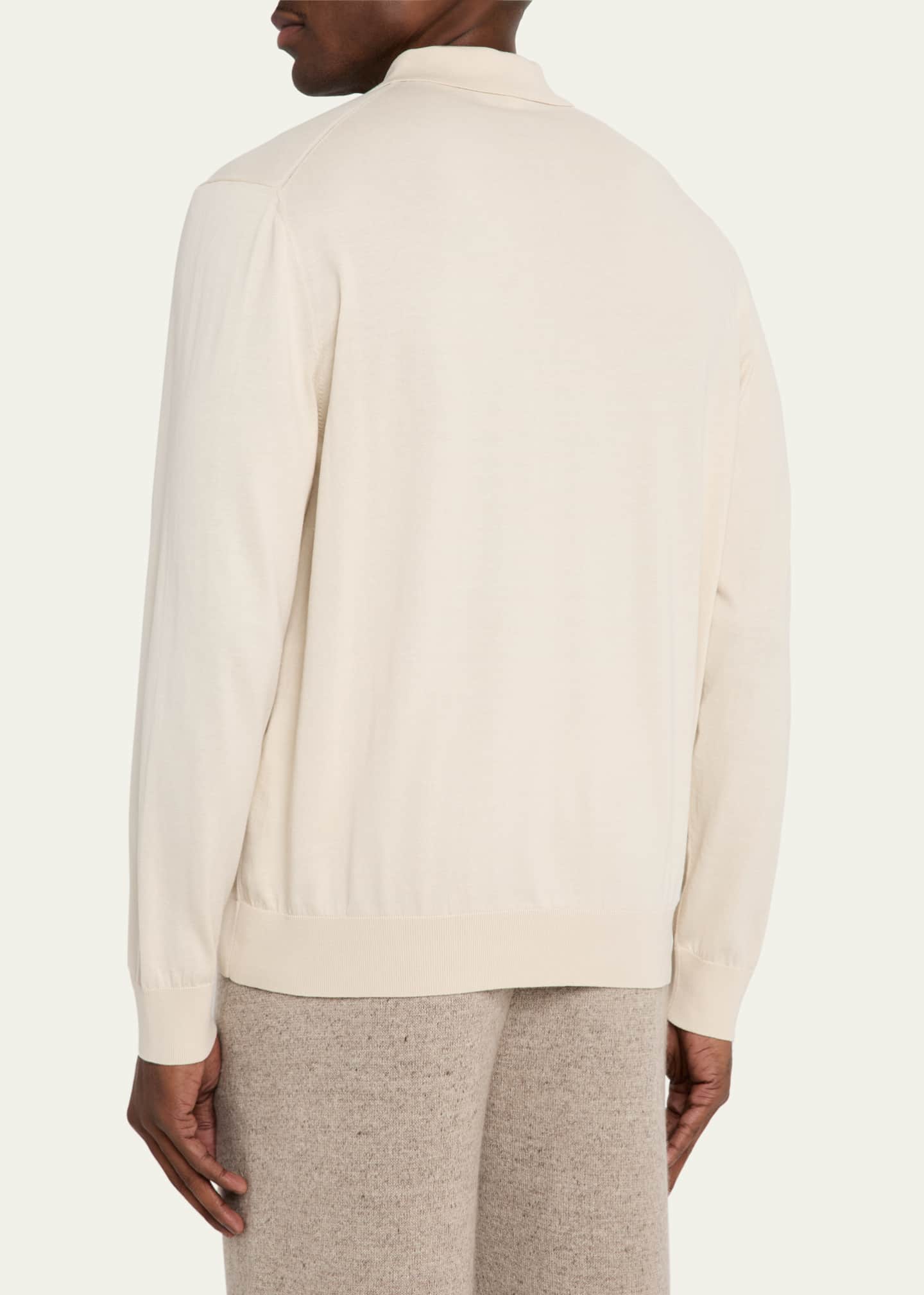 Loro Piana Men's Loro Island Cotton Giza Long-Sleeve Polo Shirt Image 3 of 5