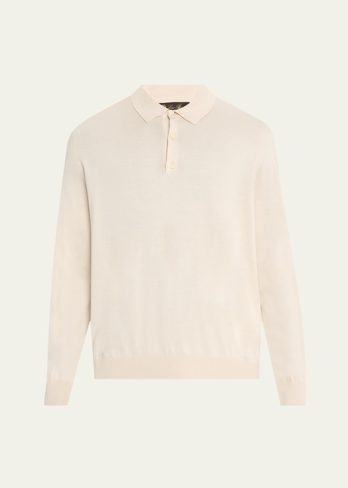 Loro Piana Men's Loro Island Cotton Giza Long-Sleeve Polo Shirt Image 1 of 5
