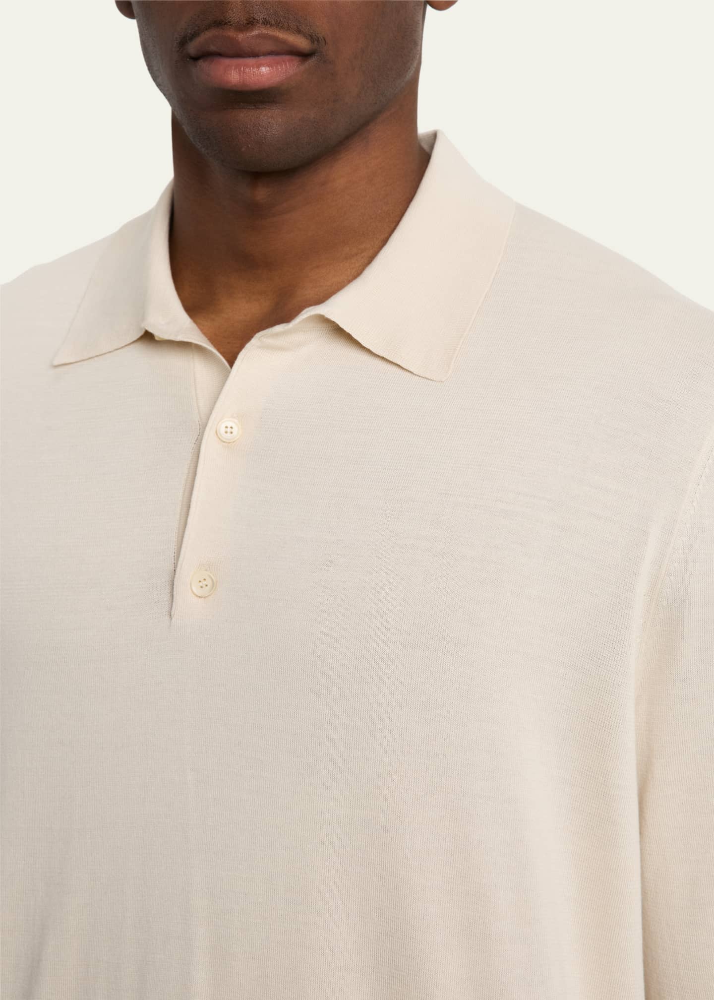 Loro Piana Men's Loro Island Cotton Giza Long-Sleeve Polo Shirt Image 5 of 5