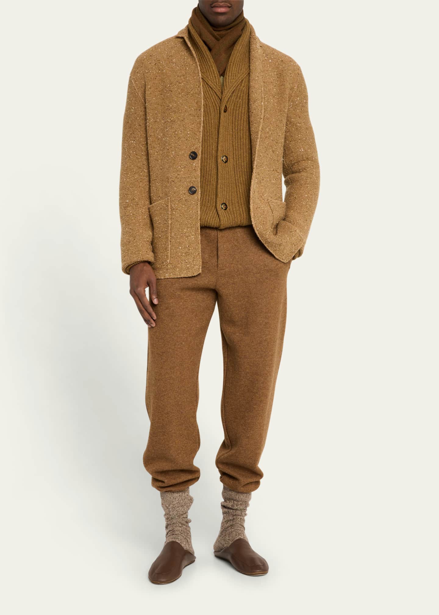 Loro Piana Men's Rio Bodro Novalis Cashmere Melange Pull-On Pants Image 2 of 5