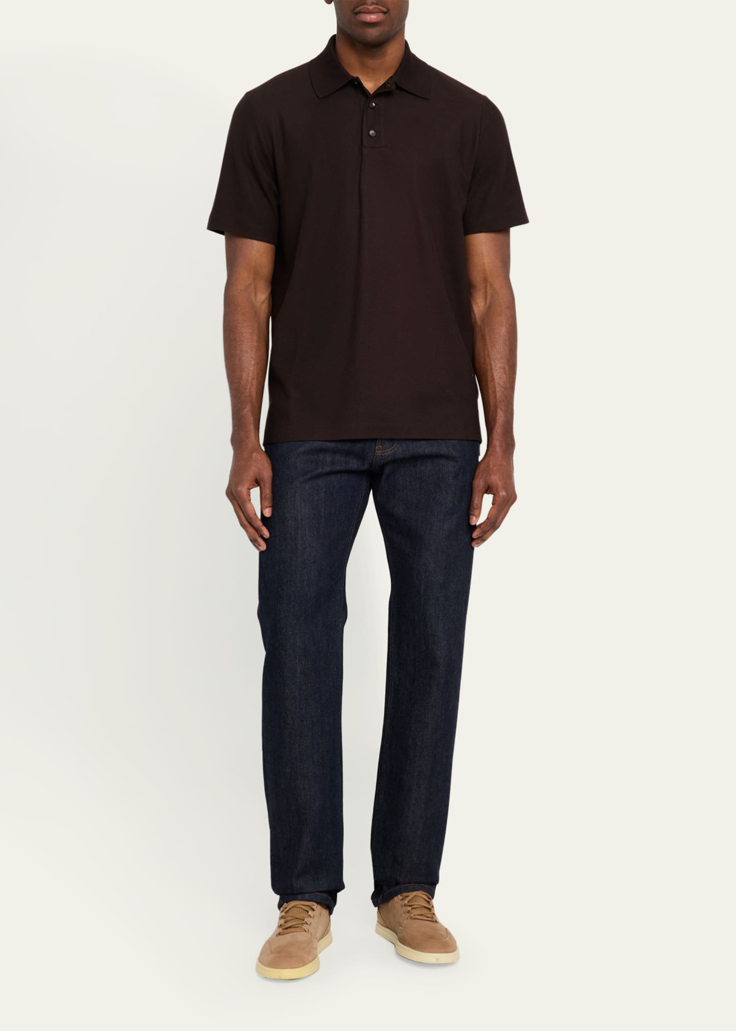 Loro Piana Men's Cerro Cotton and Cashmere Polo Shirt Image 2 of 5
