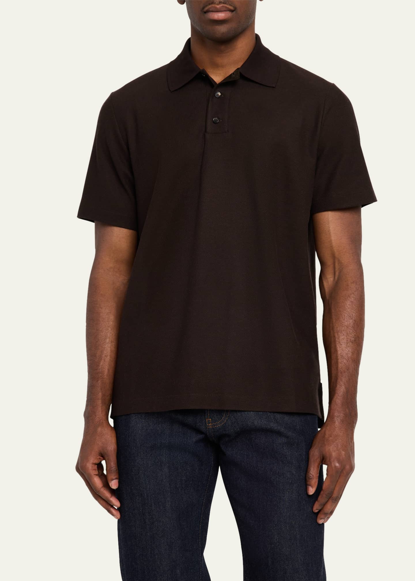 Loro Piana Men's Cerro Cotton and Cashmere Polo Shirt Image 4 of 5