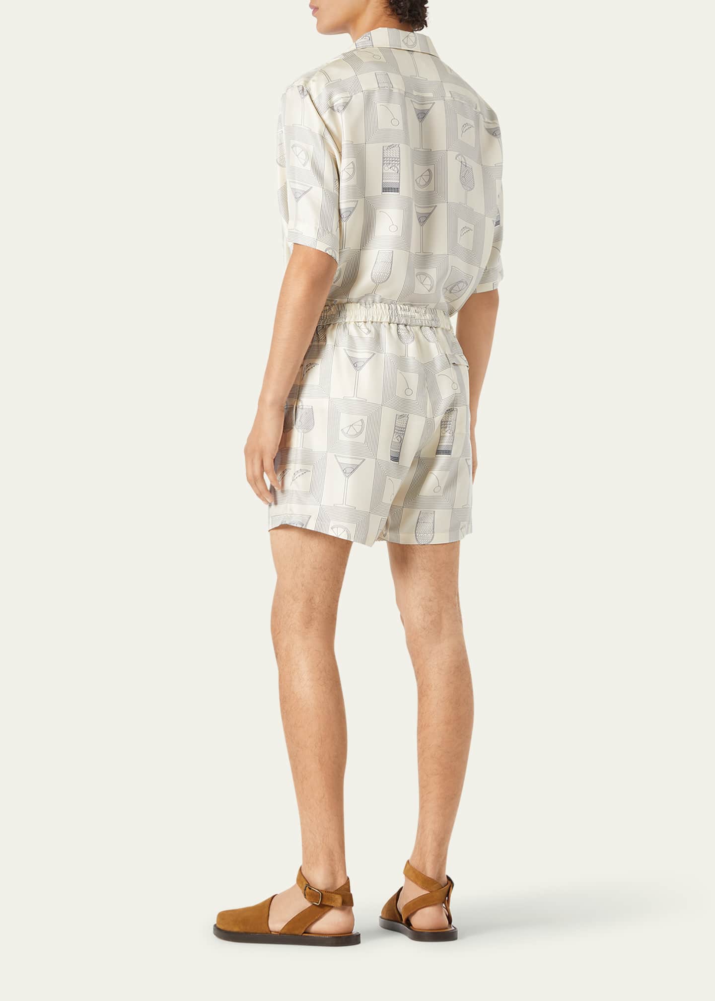 Loro Piana Men's Federico Twill Short-Sleeve Shirt Image 3 of 4