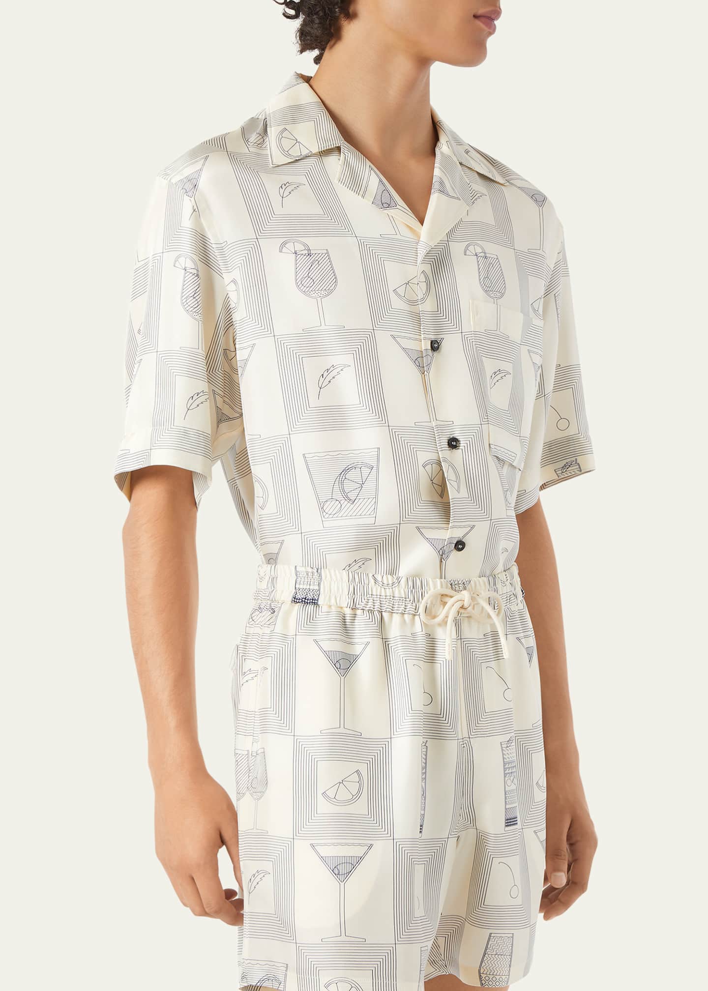 Loro Piana Men's Federico Twill Short-Sleeve Shirt Image 4 of 4