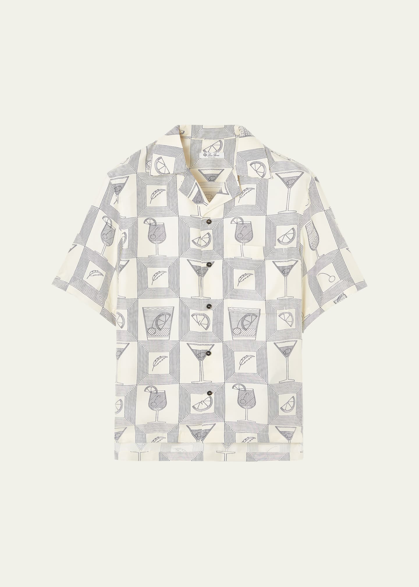 Loro Piana Men's Federico Twill Short-Sleeve Shirt Image 1 of 4