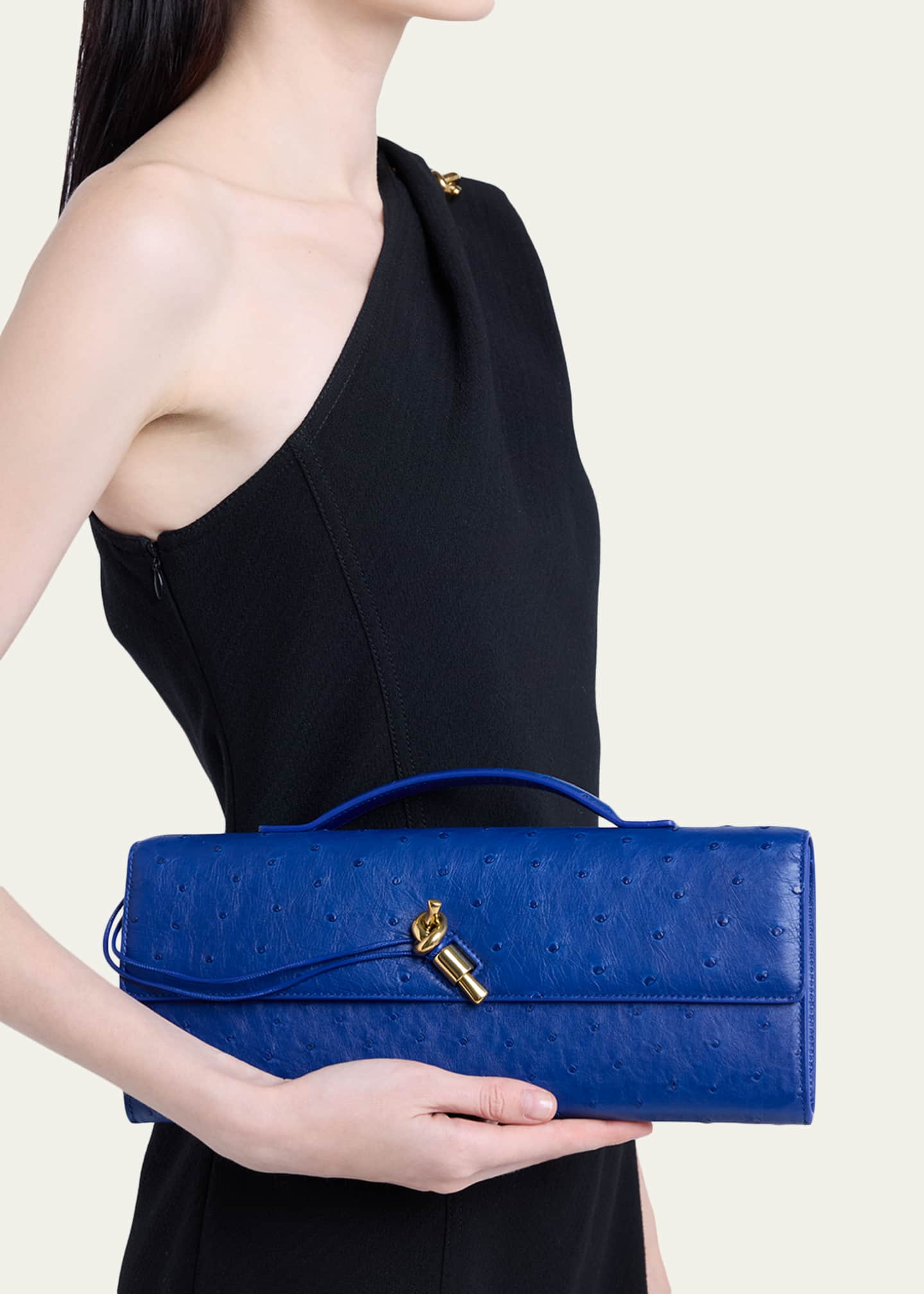 Bottega Veneta Andiamo Ostrich Leather Clutch Bag - Bergdorf Goodman