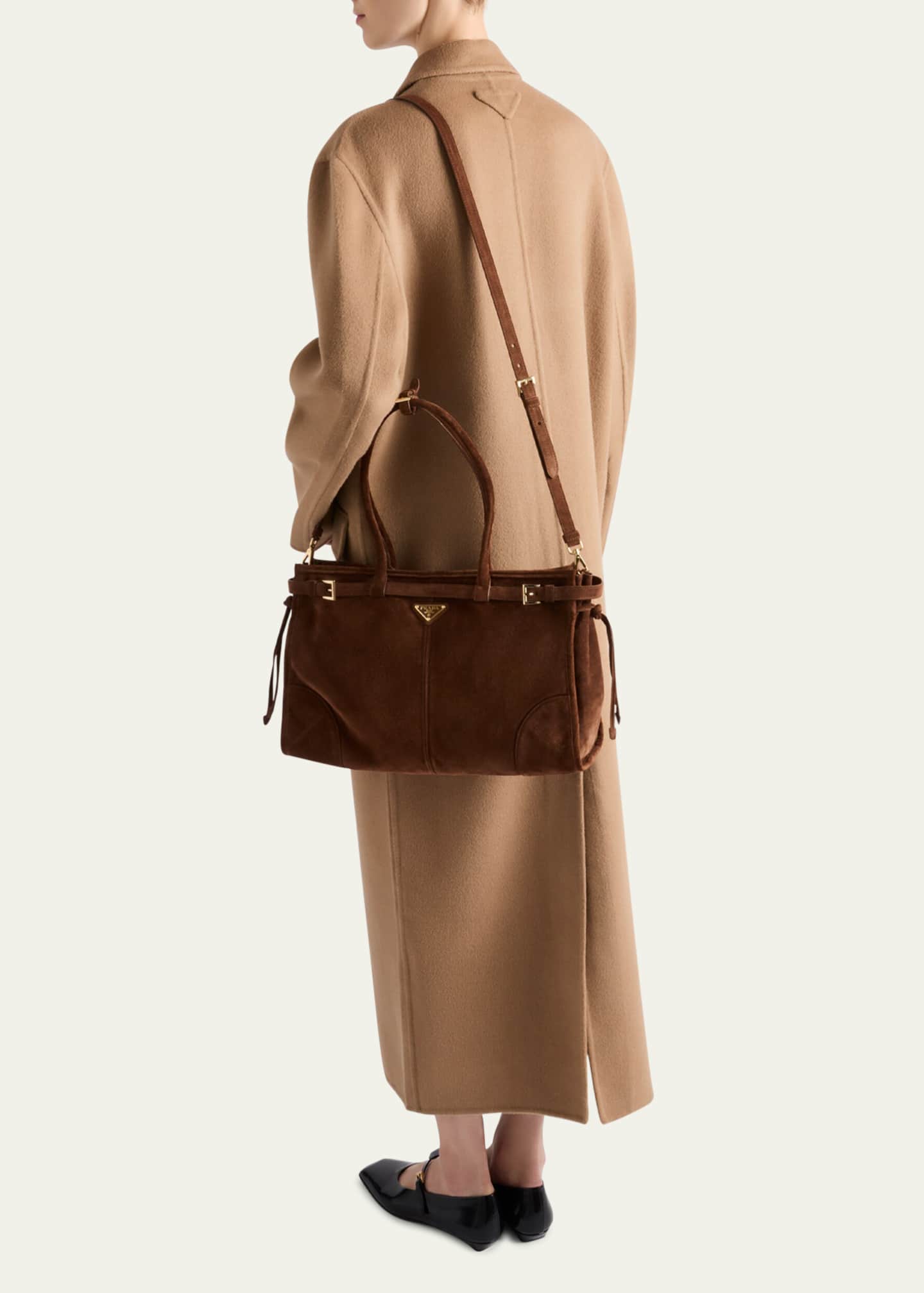 Prada Buckle Suede Top-Handle Bag Image 4 of 4