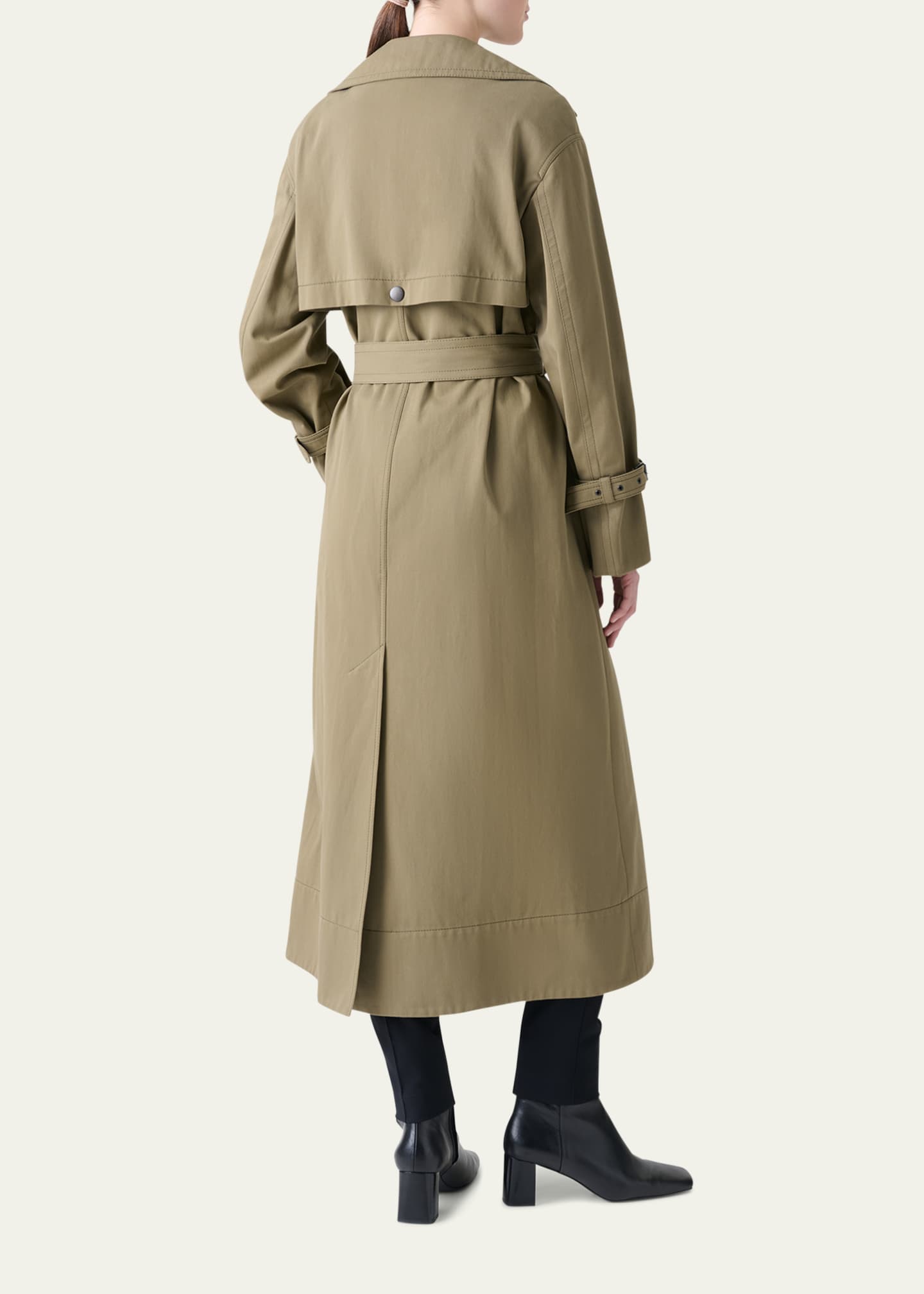 Akris punto Double-Breasted Water Resistant Belted Cotton Trench Coat Image 3 of 5