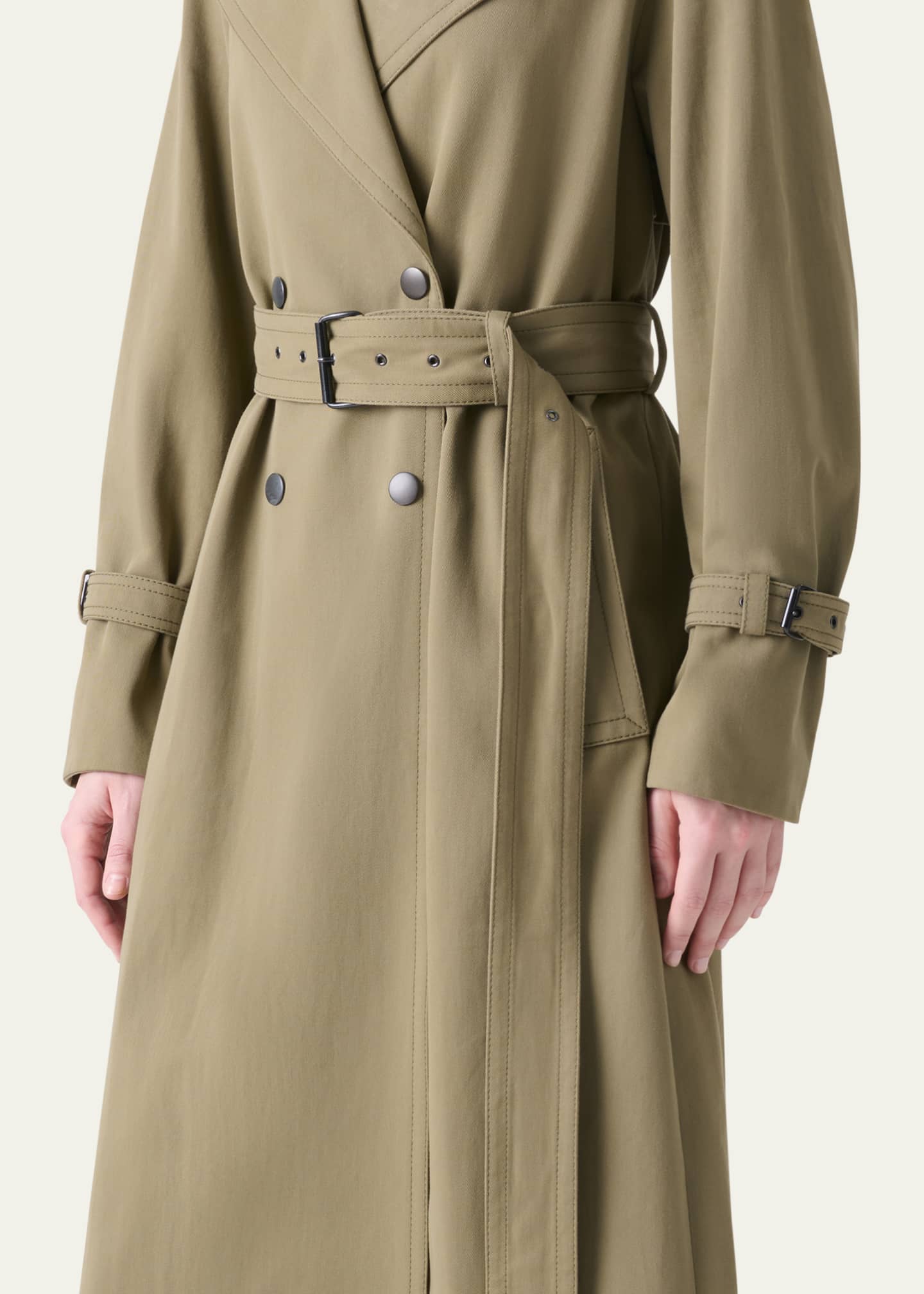 Akris punto Double-Breasted Water Resistant Belted Cotton Trench Coat Image 5 of 5