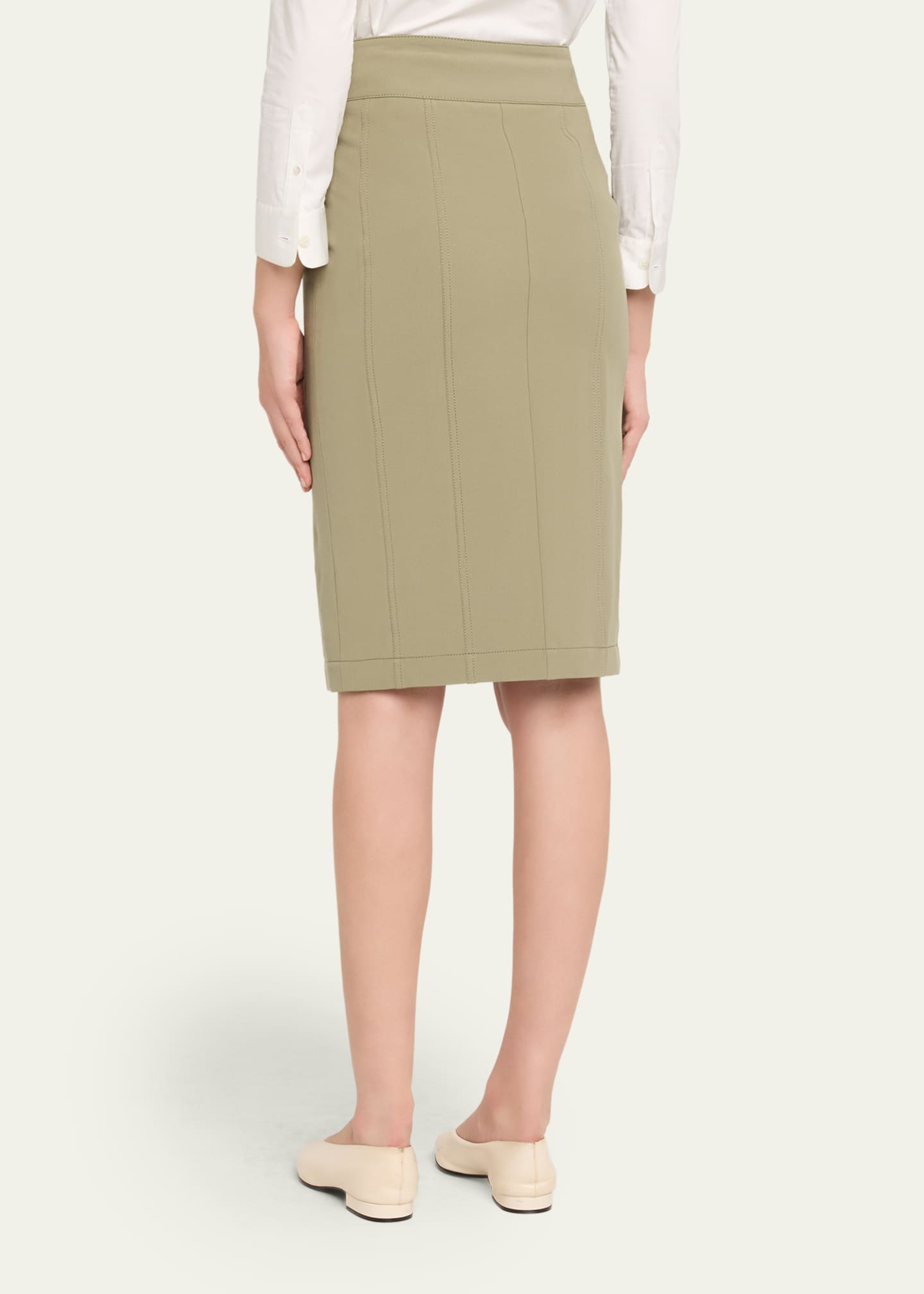 Akris punto Cotton Bi-Stretch Slit Skirt Image 3 of 5