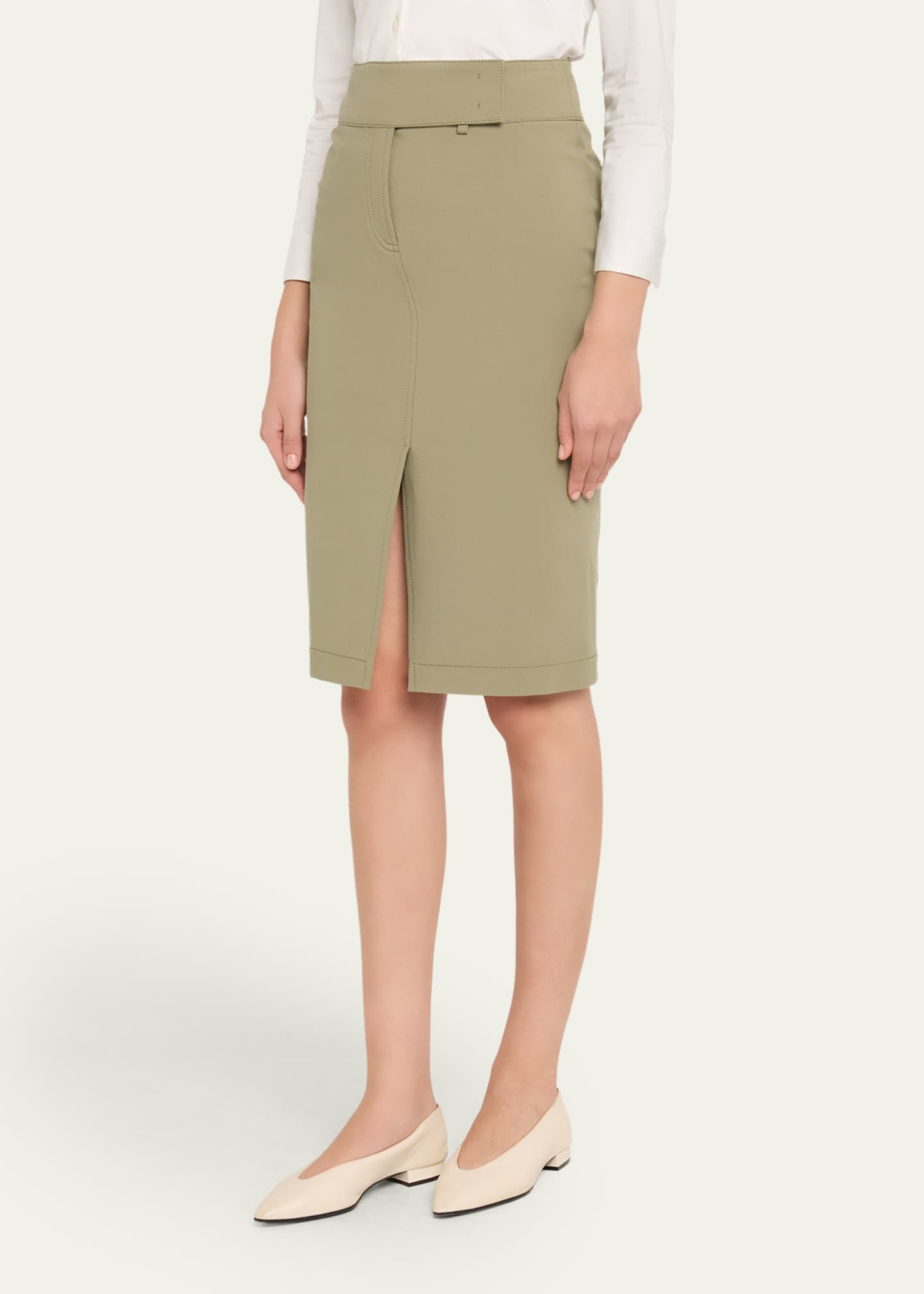 Akris punto Cotton Bi-Stretch Slit Skirt Image 4 of 5