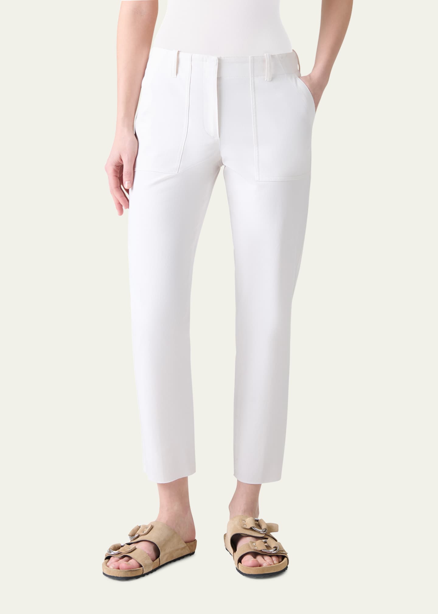 Akris punto Franco Bi-Stretch Cotton Gabardine Slim-Leg Ankle Pants Image 2 of 5