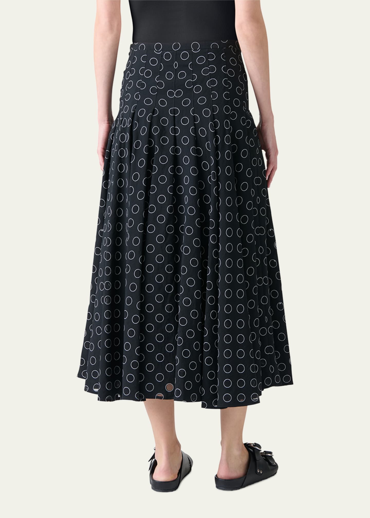 Akris punto Polka Dot Organzino Flared Pleated Skirt Image 3 of 5