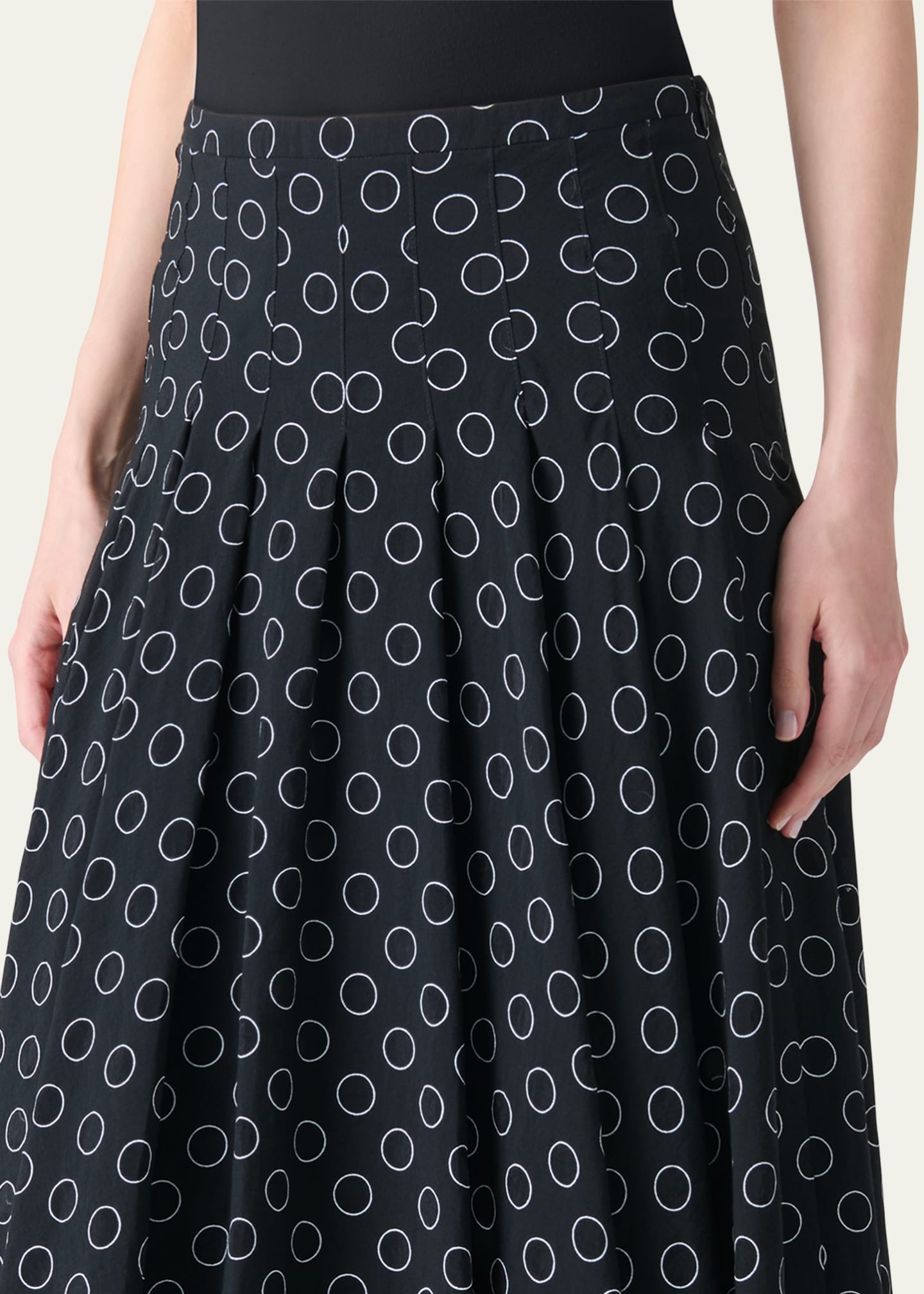 Akris punto Polka Dot Organzino Flared Pleated Skirt Image 5 of 5