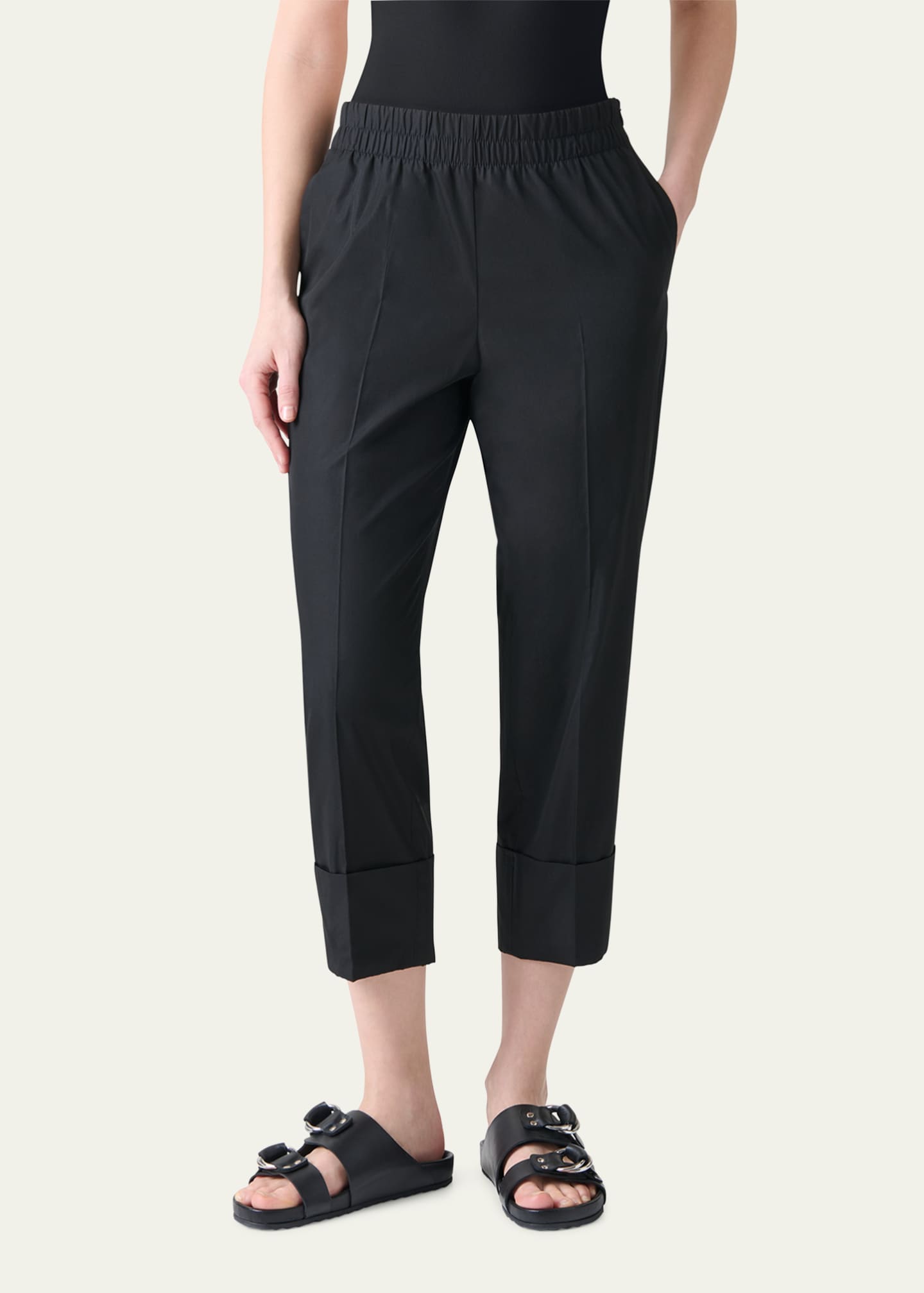 Akris punto Farell Elastic Waistband Cropped Poplin Pants Image 2 of 5