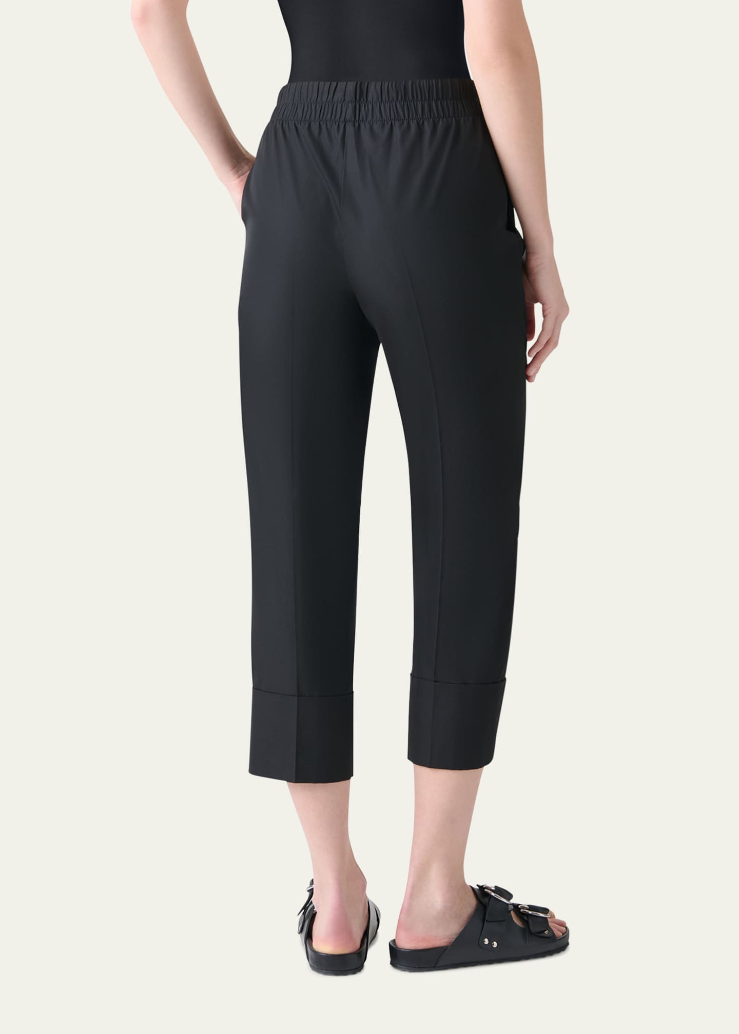 Akris punto Farell Elastic Waistband Cropped Poplin Pants Image 3 of 5