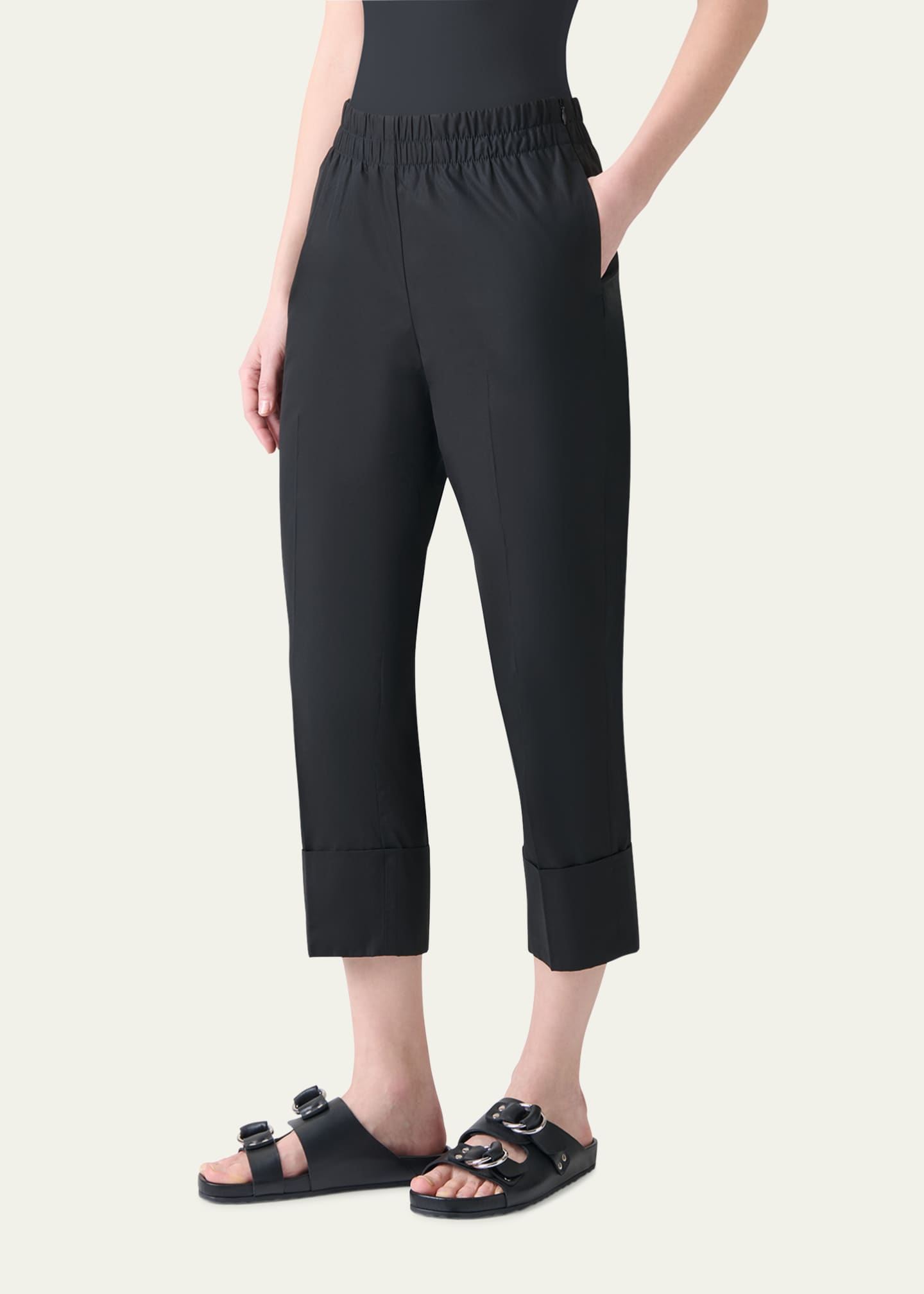 Akris punto Farell Elastic Waistband Cropped Poplin Pants Image 4 of 5