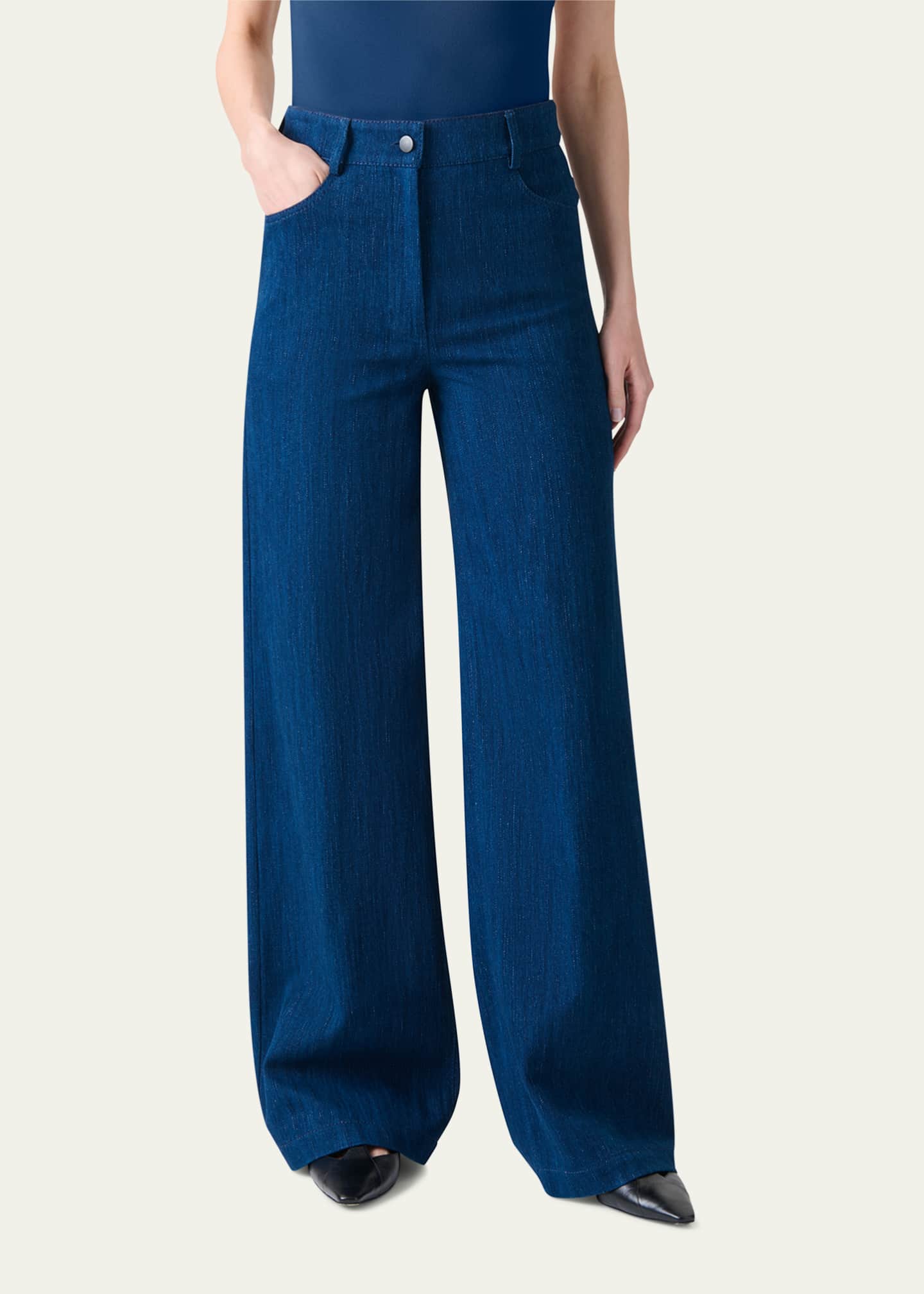 Akris punto Cooper Denim Wide Leg Pants Image 3 of 4