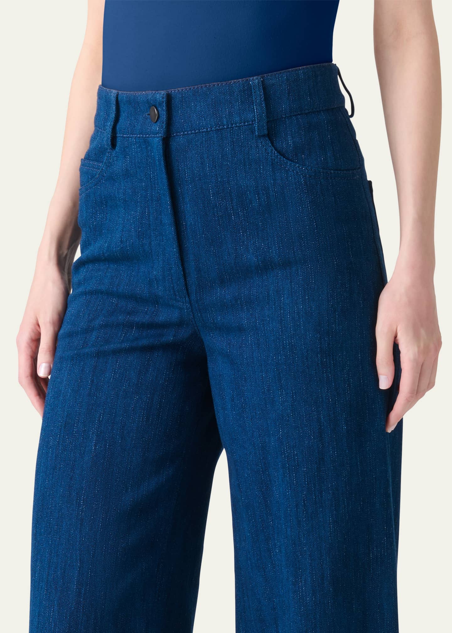 Akris punto Cooper Denim Wide Leg Pants Image 4 of 4