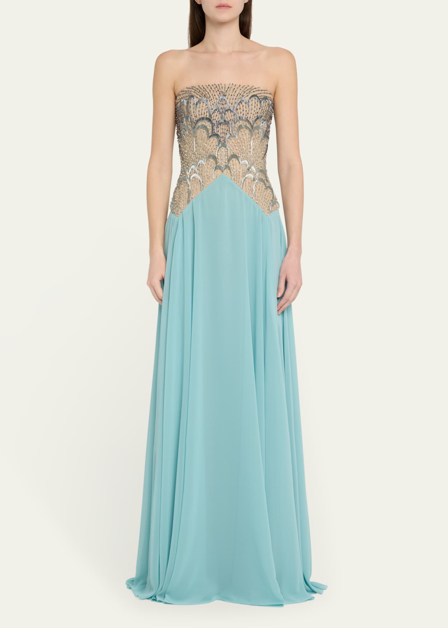 Jadore - JC8088 Strapless Sweetheart Lace Bodice Chiffon Gown main image 0