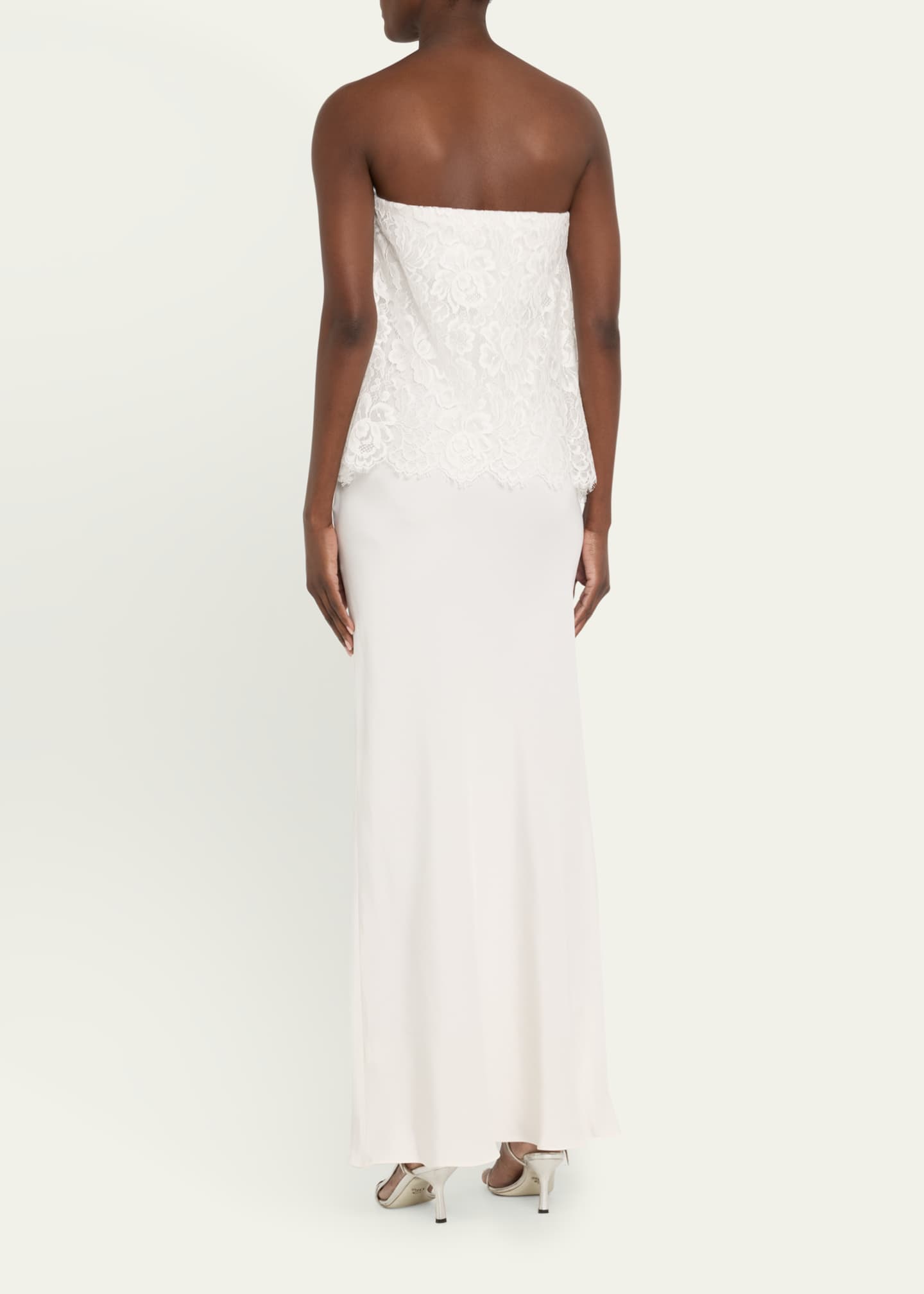 Rodarte Crepe Strapless Bias Gown with Lace Overlay Image 3 of 5