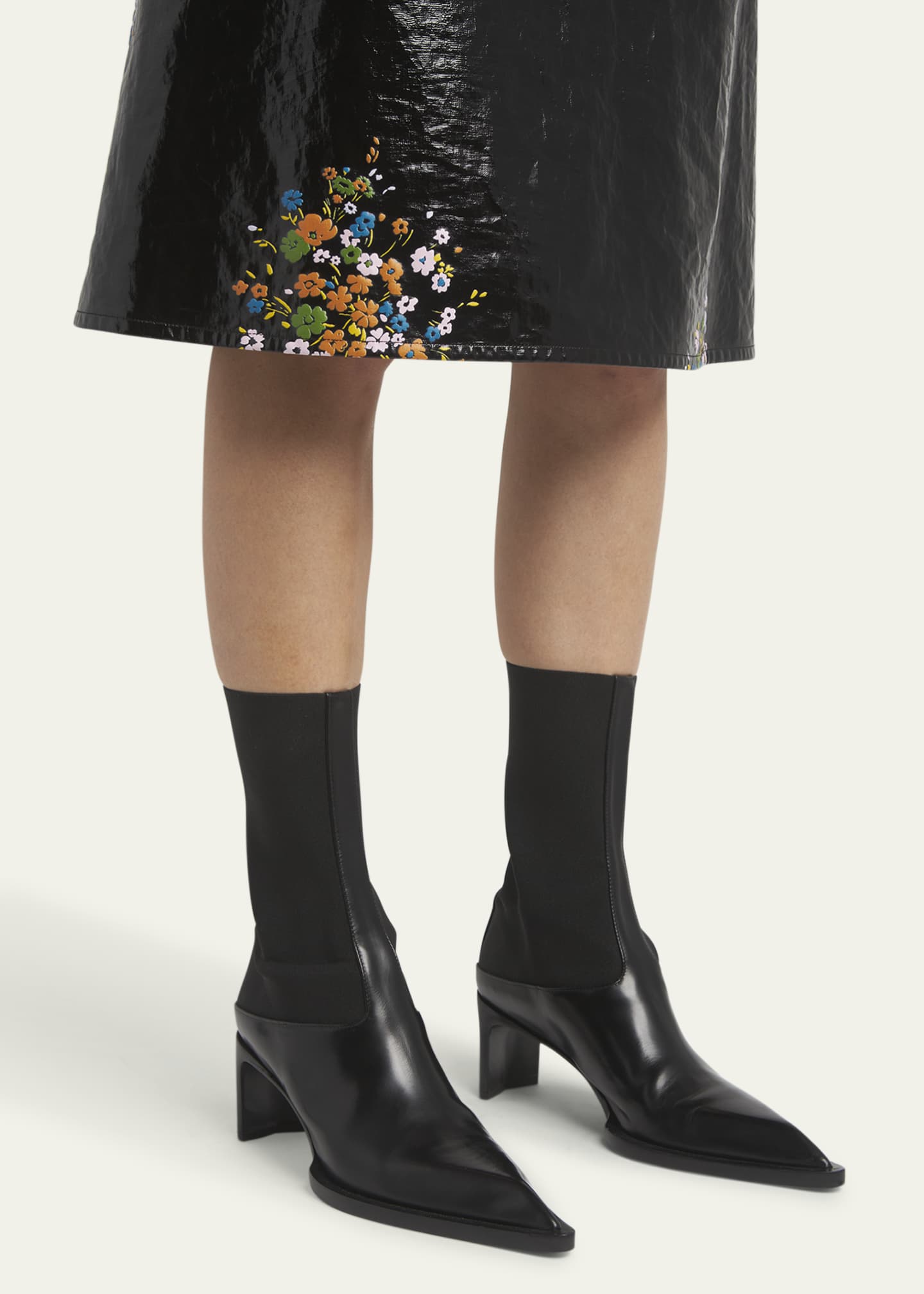 Jil Sander Stretch Leather Ankle Booties Image 2 of 6