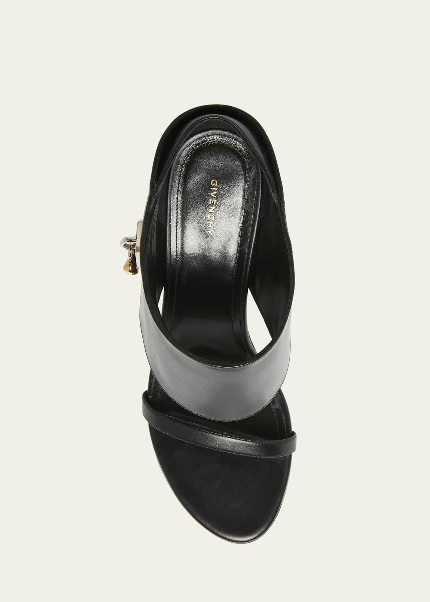 Givenchy Shark Leather Lock Ankle-Cuff Sandals Image 6 of 6