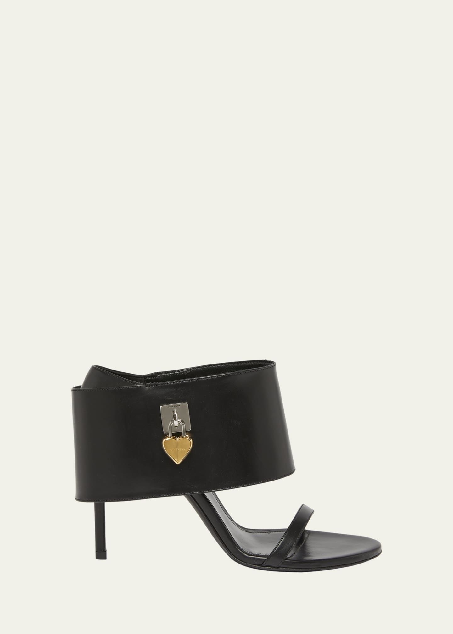 Givenchy Shark Leather Lock Ankle-Cuff Sandals Image 1 of 6