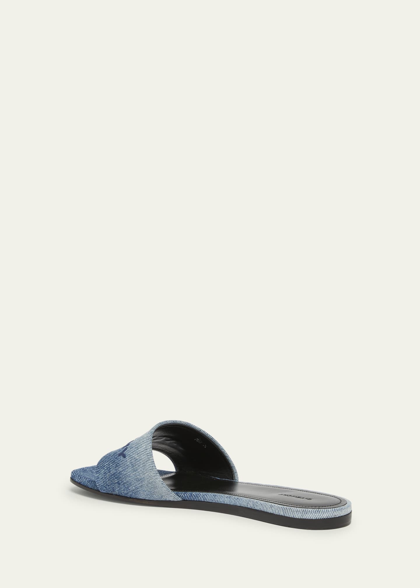 Givenchy 4G Embroidered Denim Flat Slide Sandals Image 2 of 4