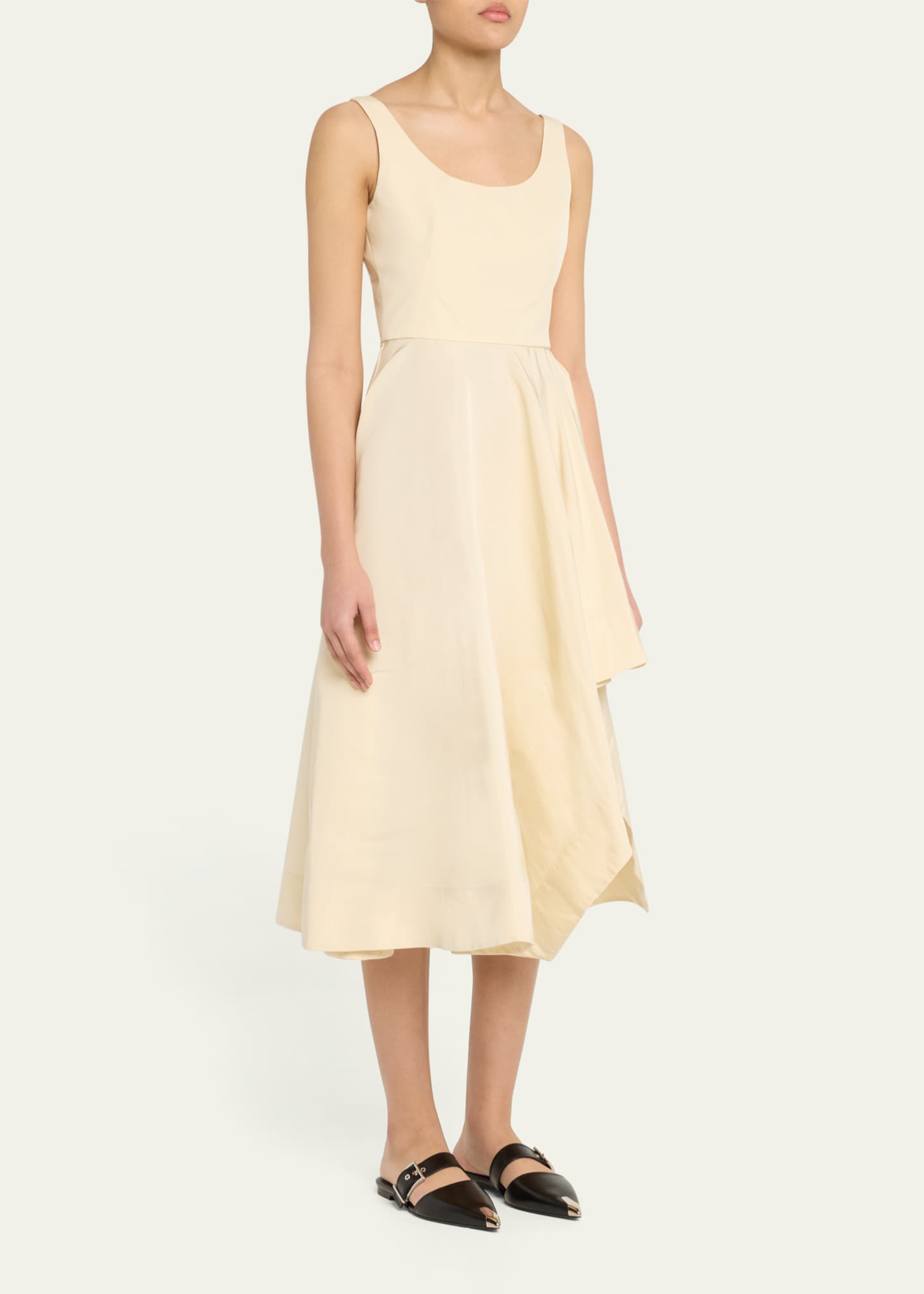 McQueen Scoop-Neck Asymmetric Midi Dress Image 4 of 5