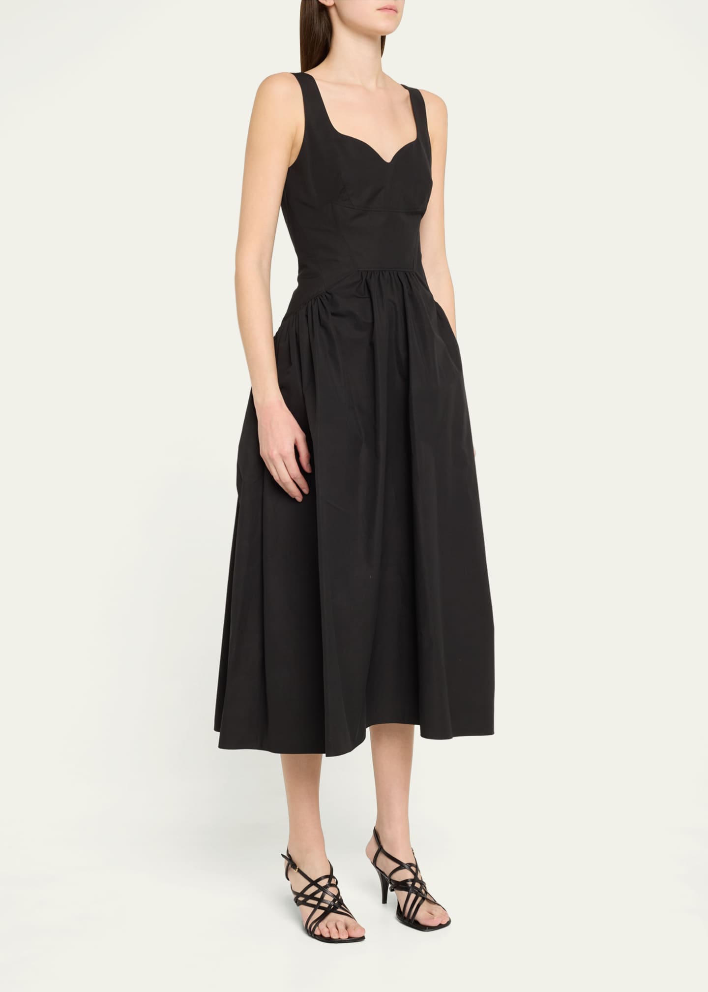 McQueen Sweetheart Sleeveless Fit-&-Flare Midi Dress Image 4 of 5