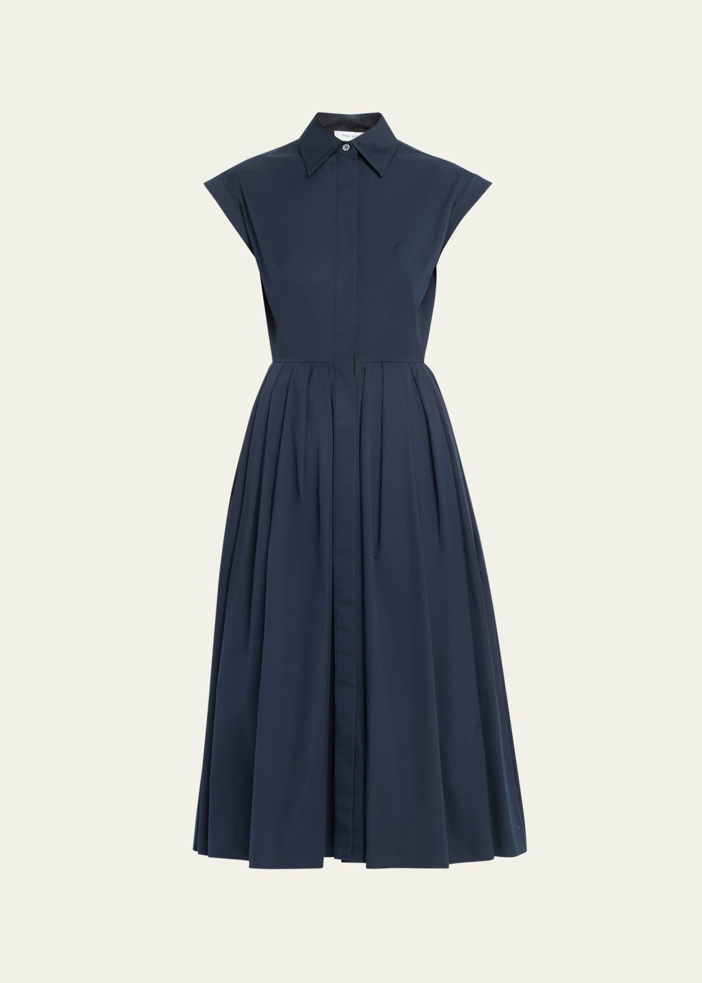 McQueen Cap-Sleeve Pleated Midi Shirtdress Image 1 of 5