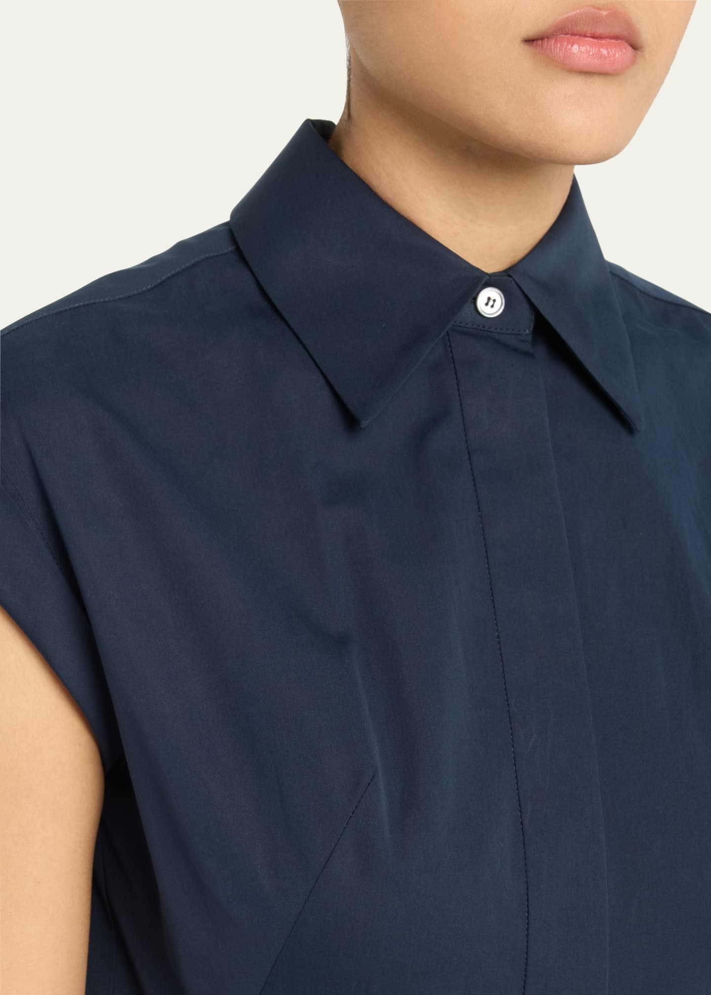 McQueen Cap-Sleeve Pleated Midi Shirtdress Image 5 of 5