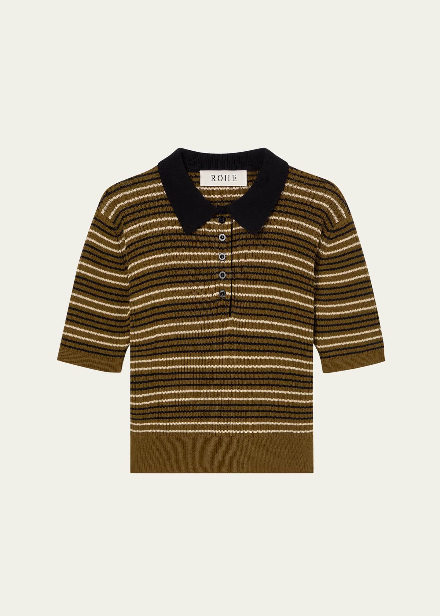 Rohe Striped Knit Polo Top