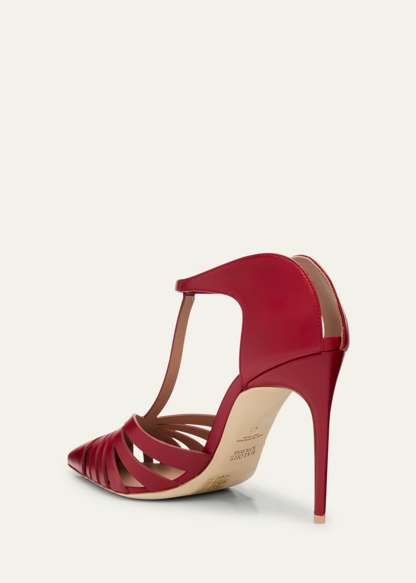Malone Souliers Jennifer Nappa Leather Caged T-Strap Mule Pumps Image 4 of 6