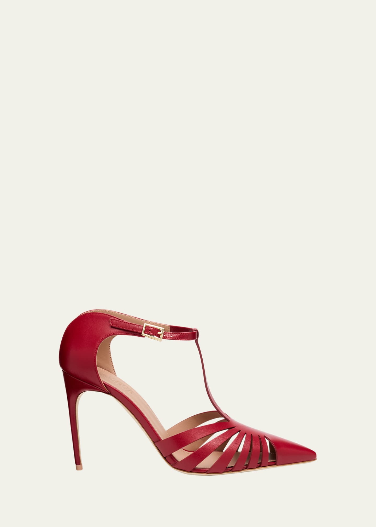 Malone Souliers Jennifer Nappa Leather Caged T-Strap Mule Pumps Image 1 of 6