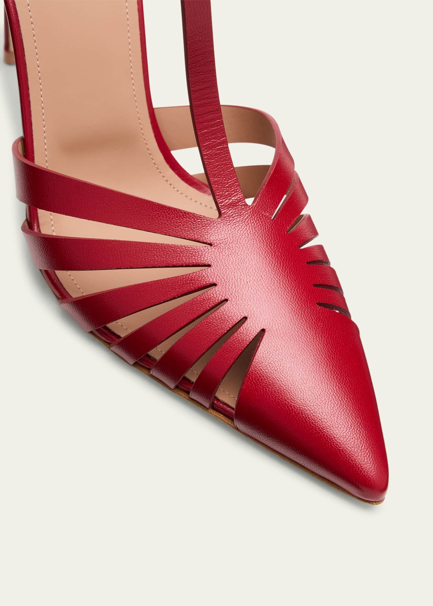 Malone Souliers Jennifer Nappa Leather Caged T-Strap Mule Pumps Image 5 of 6
