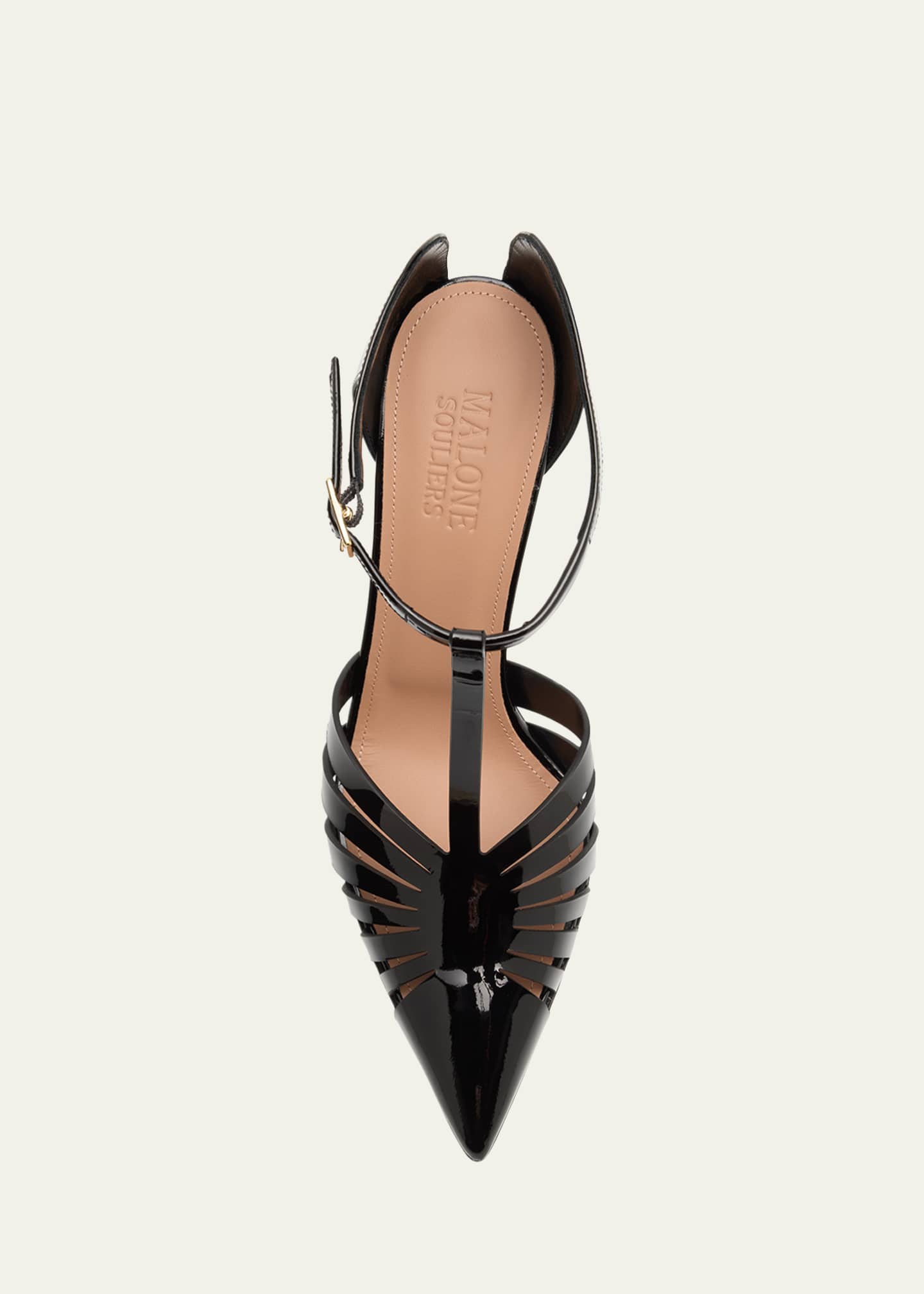 Jennifer Caged Patent Leather T-Strap Pumps - Thumbnail 6