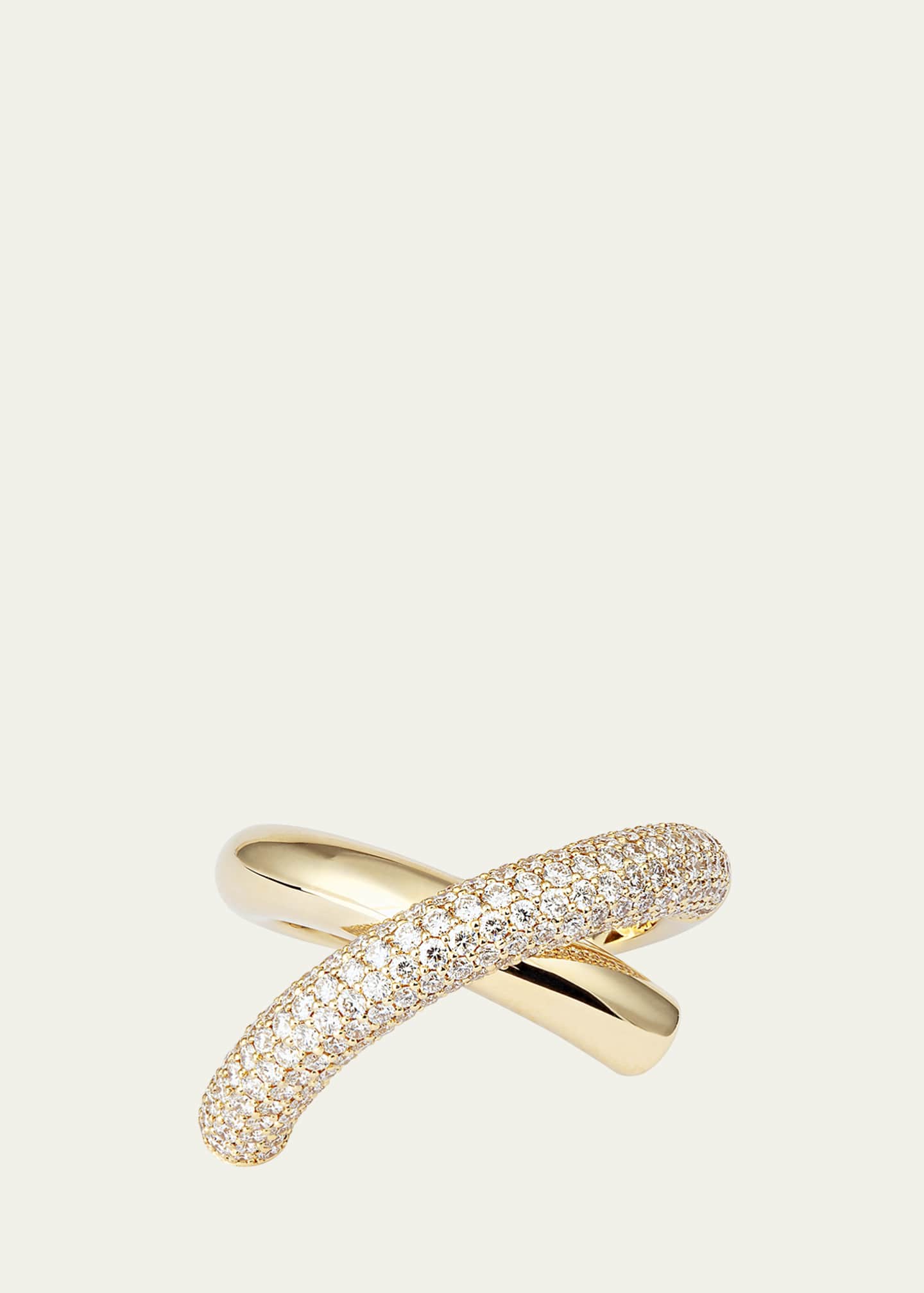ENGELBERT Cross Loop Half Pavé Diamond Ring, Medium (Size 7.25)