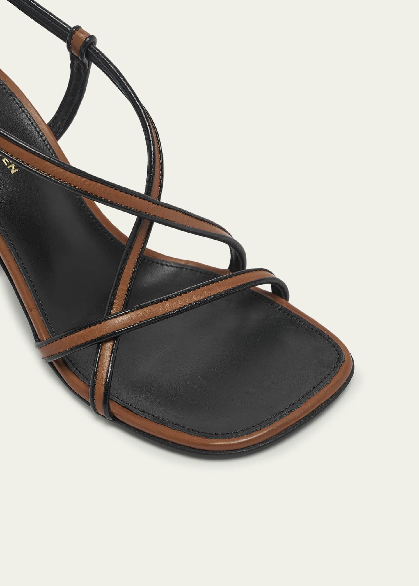 Strappy Curved-Heel Leather Sandals