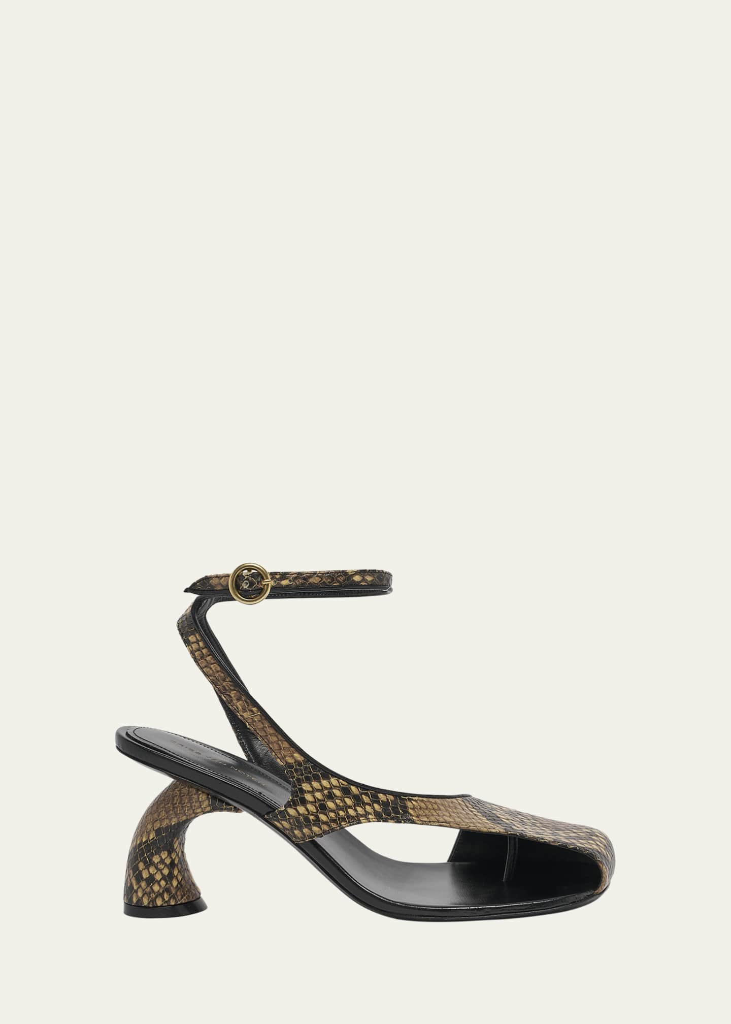 Dries Van Noten Virgo Snake-Embossed Asymmetrical Sandals Image 1 of 3